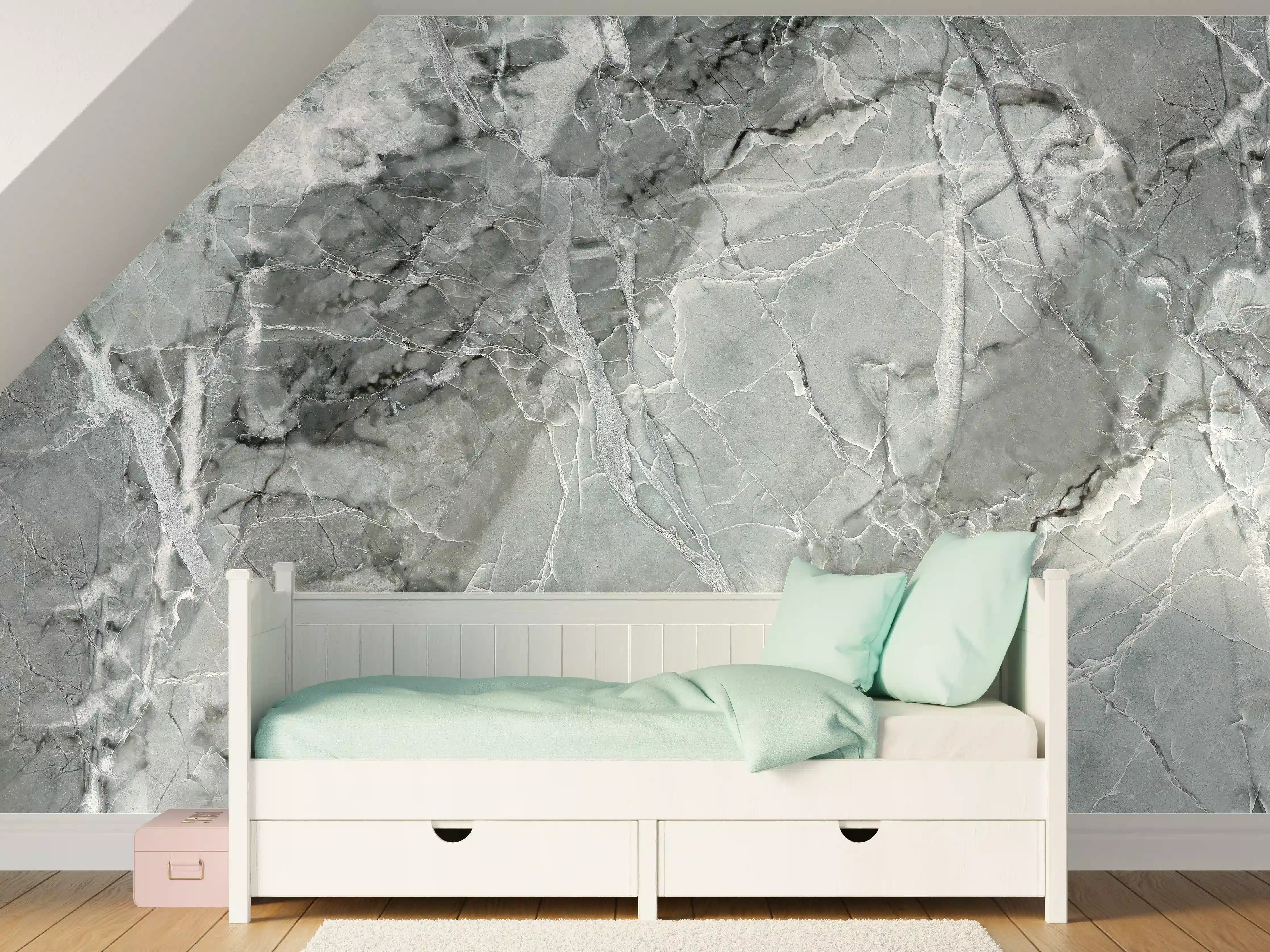Kinderzimmer Wandgestaltung - Rissiger gräulicher Marmor