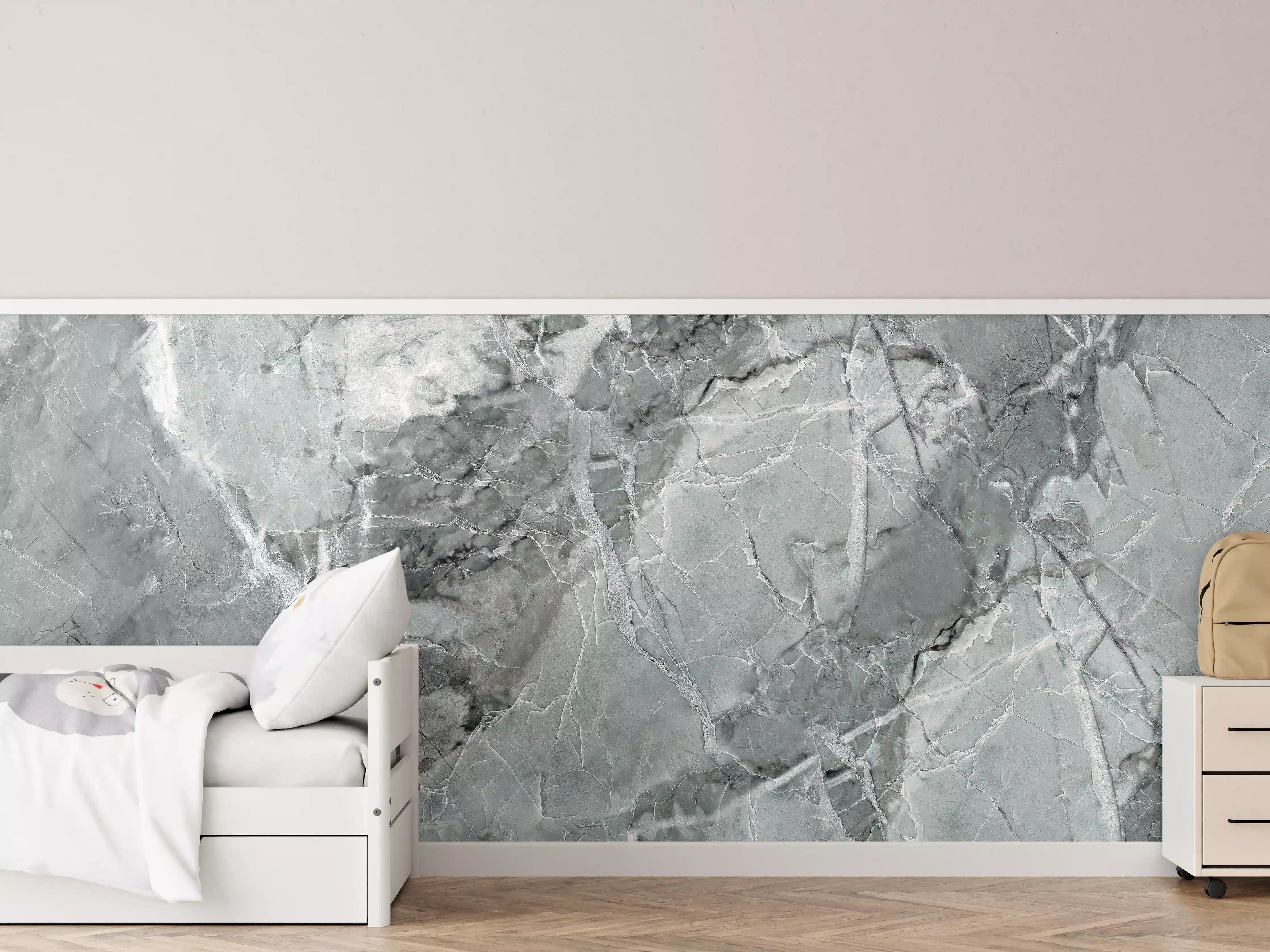 Kinderzimmer Wandgestaltung - Rissiger gräulicher Marmor