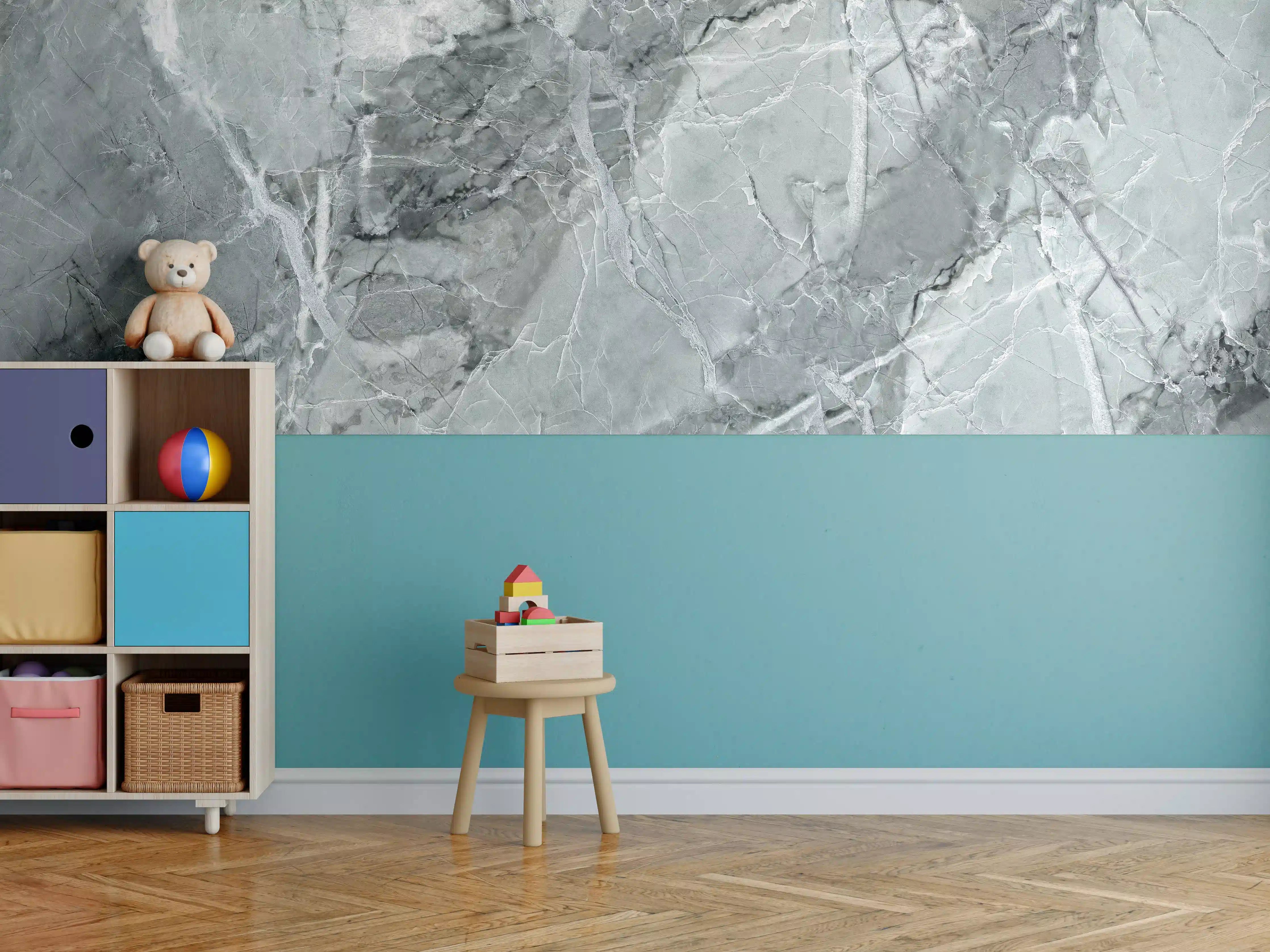 Kinderzimmer Wandgestaltung - Rissiger gräulicher Marmor