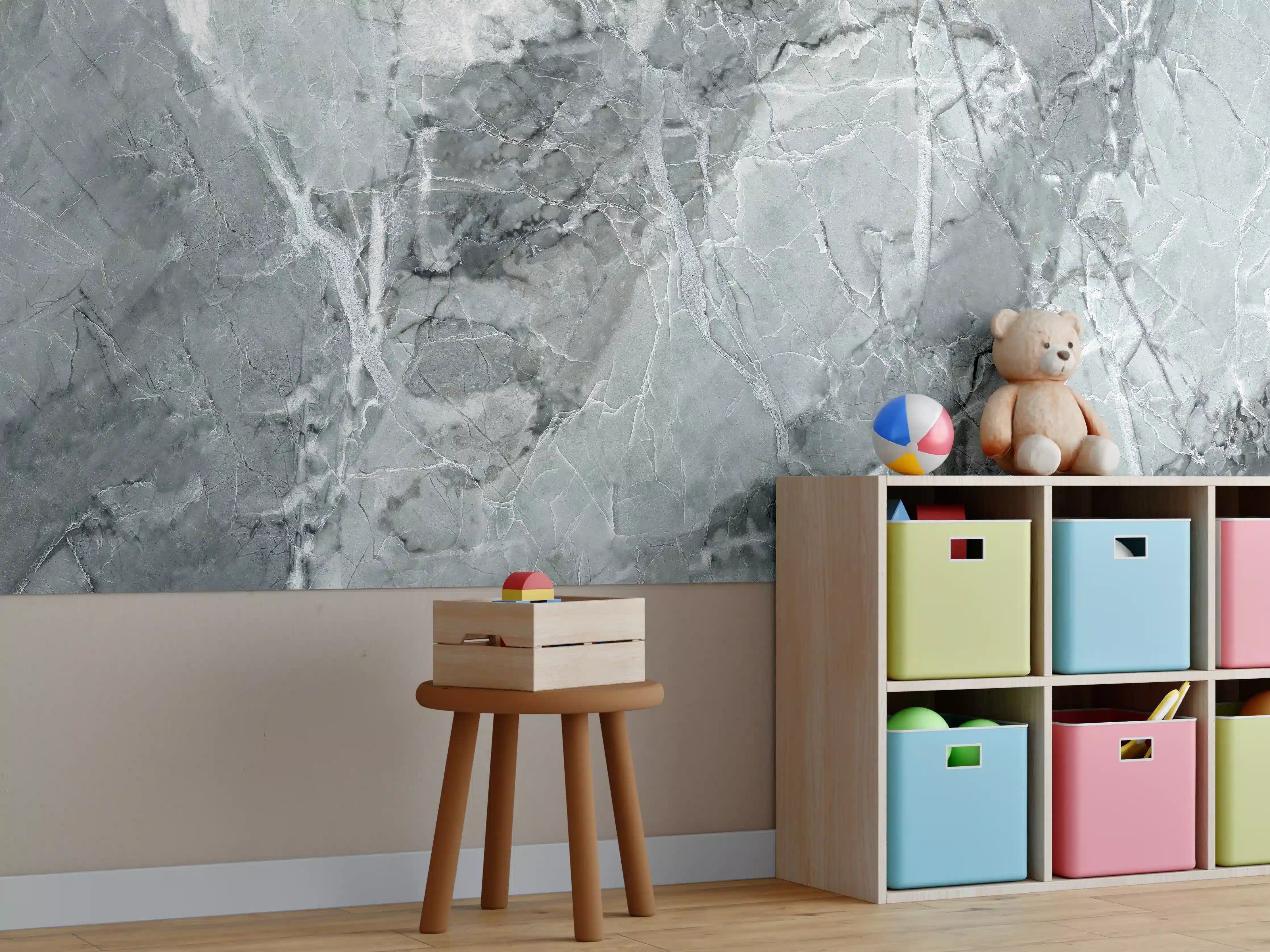 Kinderzimmer Wandgestaltung - Rissiger gräulicher Marmor