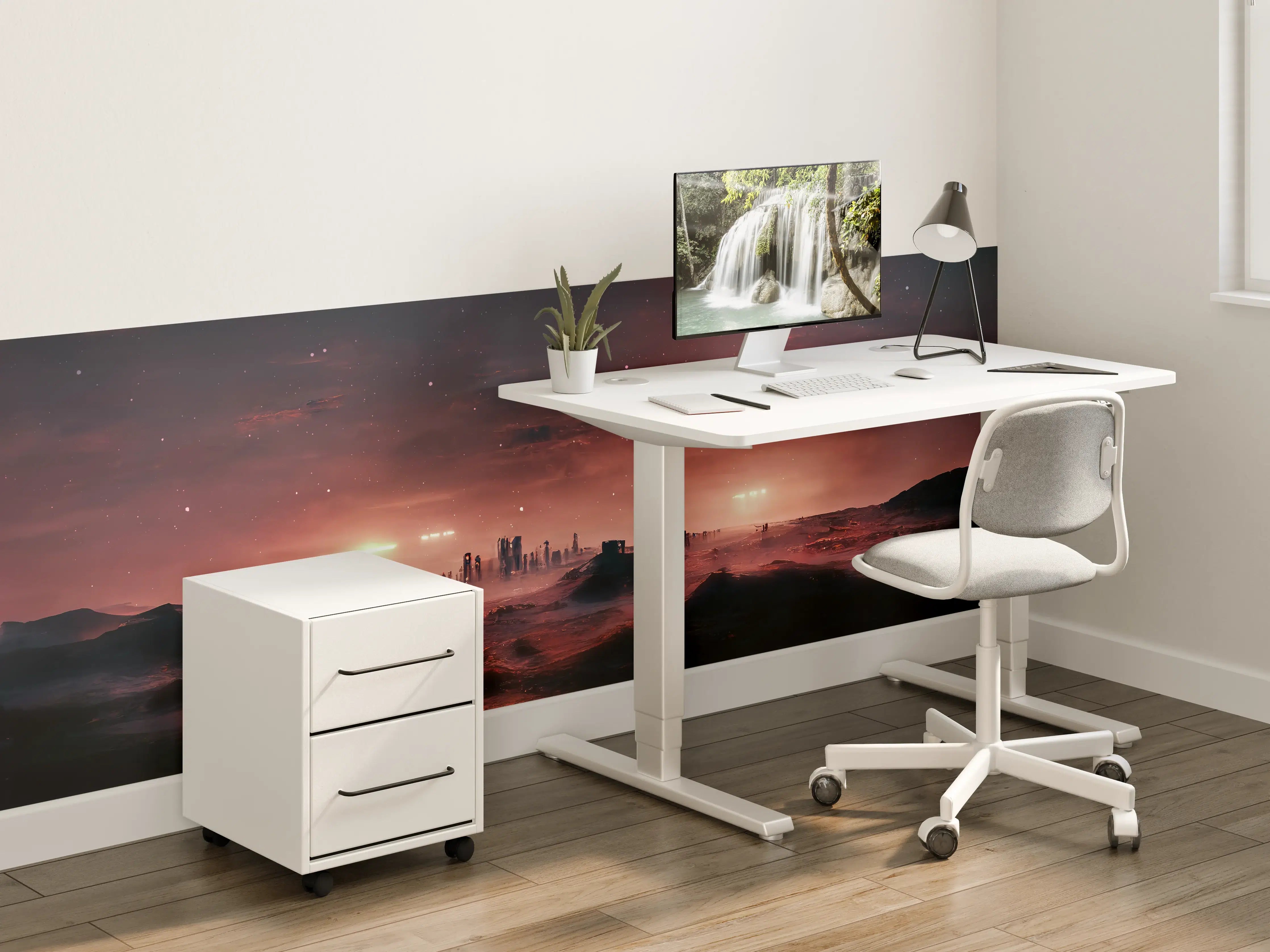 Kinderzimmer Wandgestaltung - Rötliche Fantasielandschaft