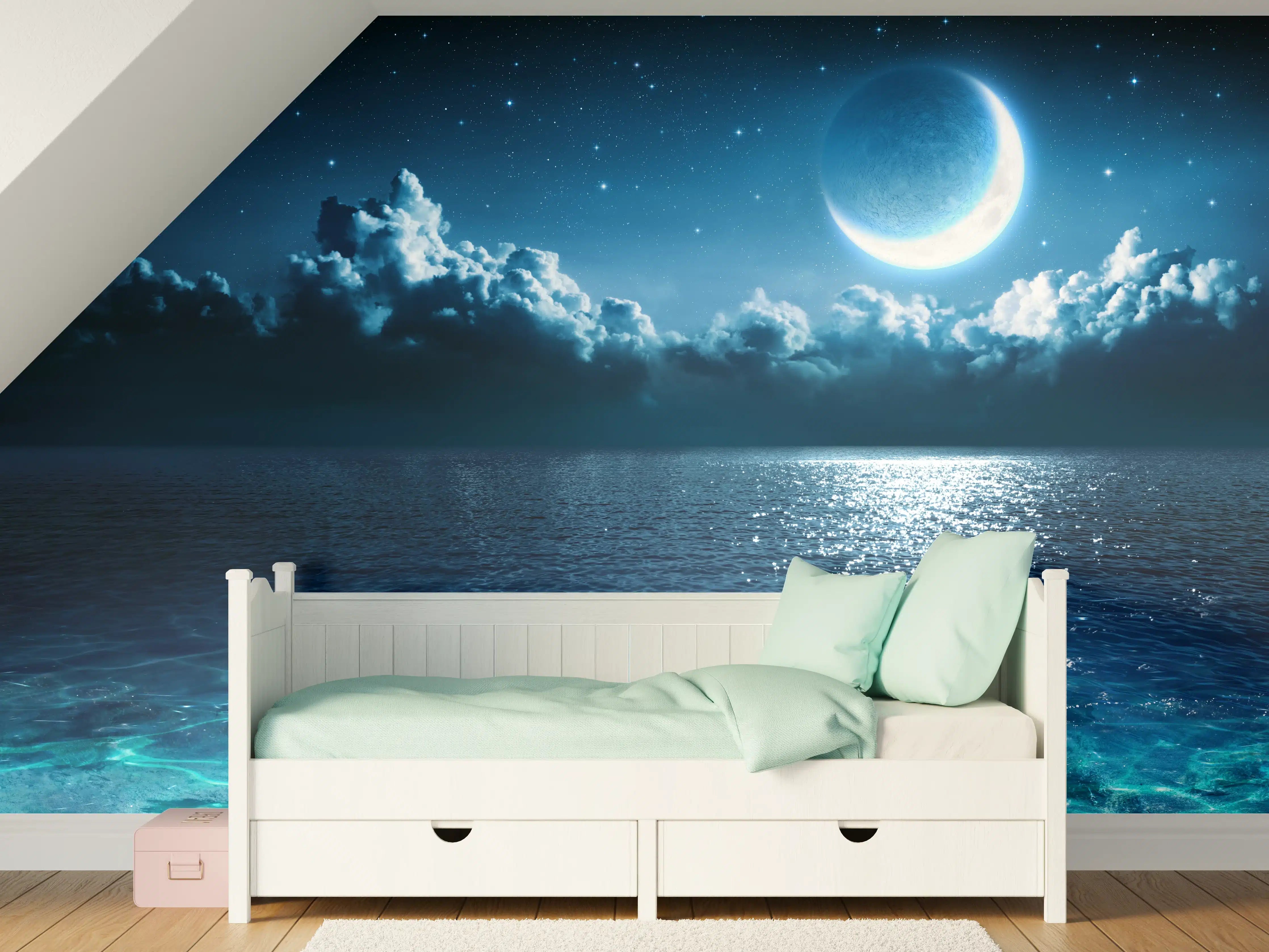 Kinderzimmer Wandgestaltung - Romantischer Mond - magische Nacht