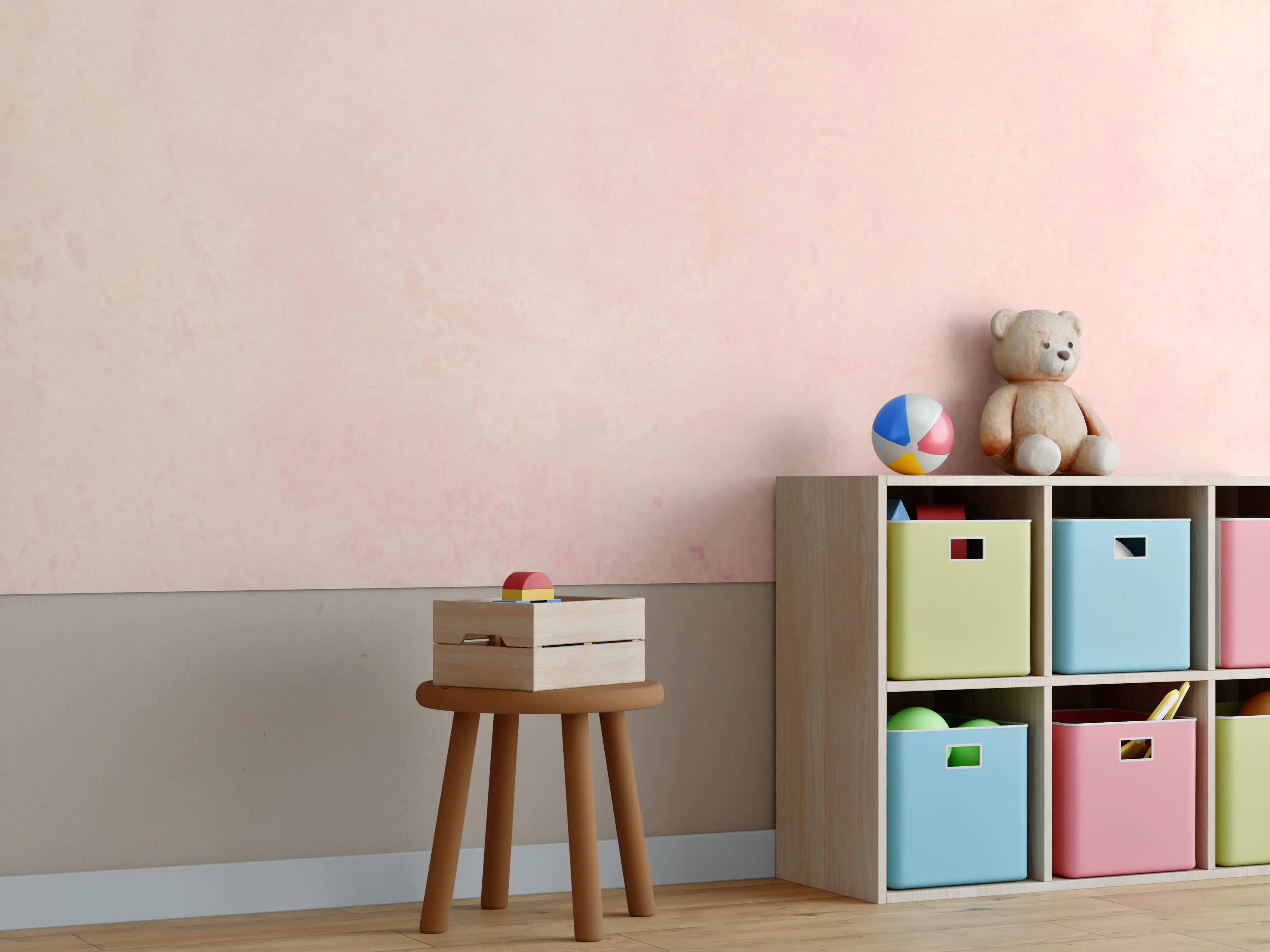 Kinderzimmer Wandgestaltung - Rosa Aquarell - Pastellfarben
