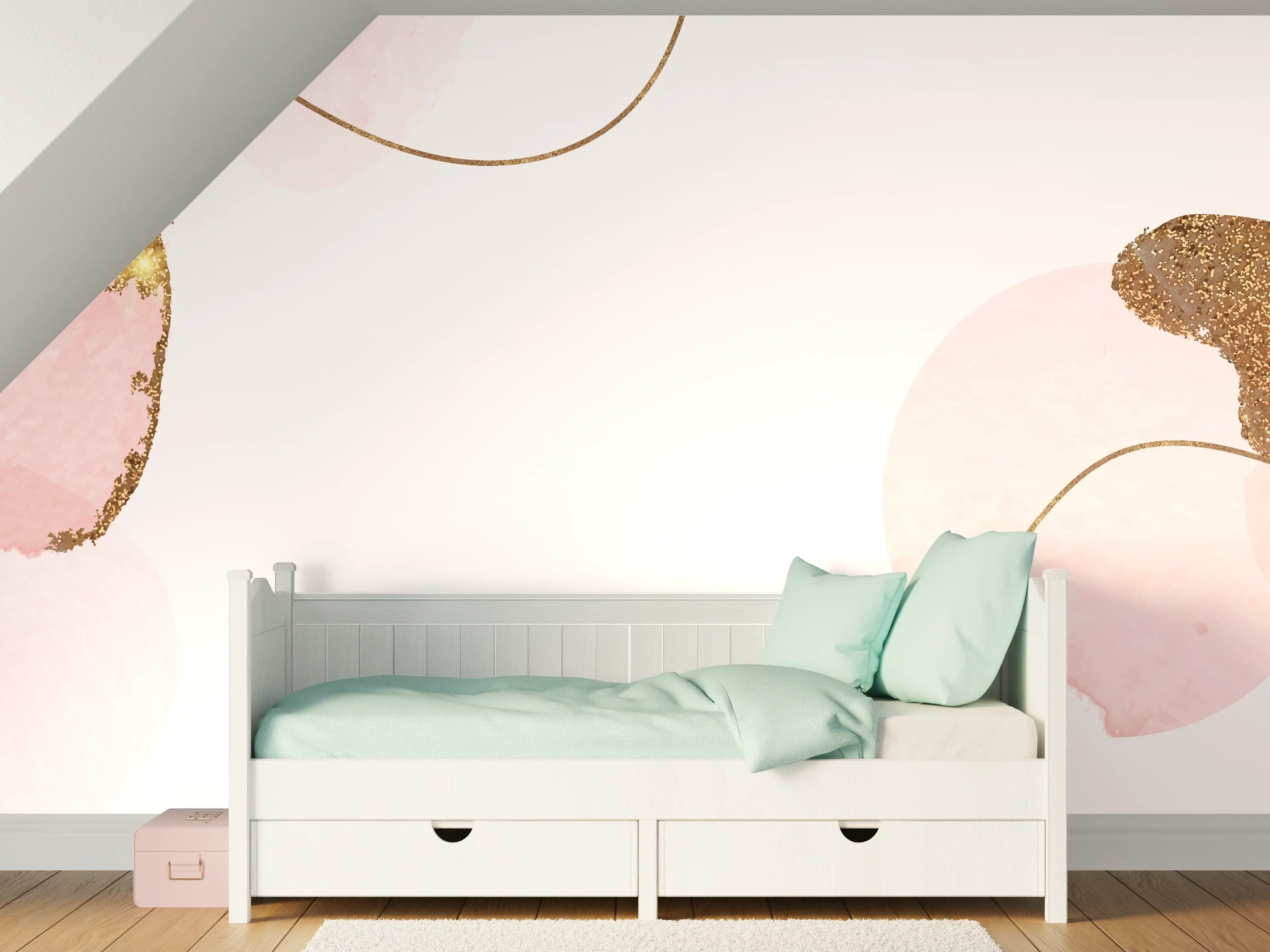 Kinderzimmer Wandgestaltung - Rosa Gold Akzent Muster