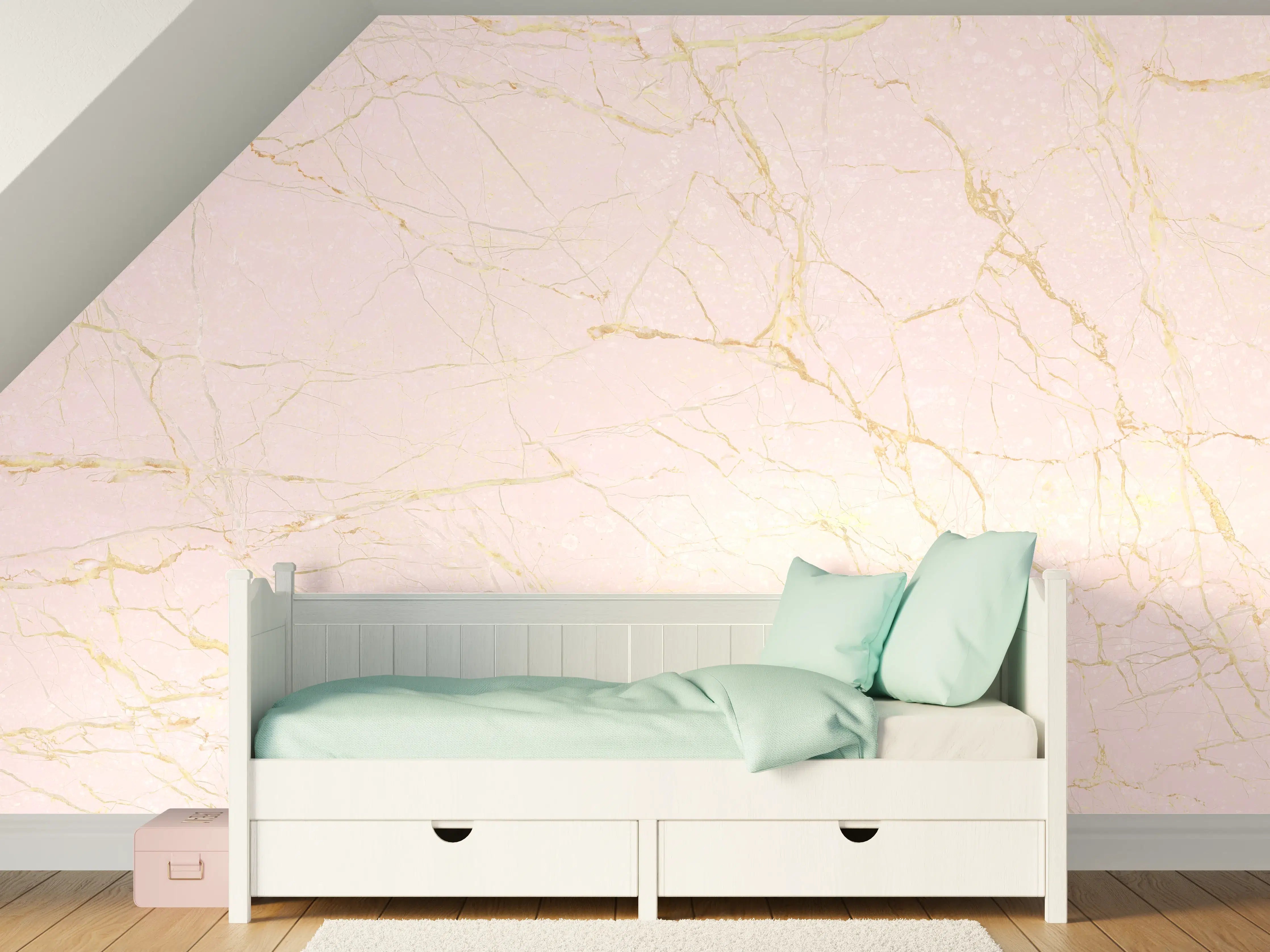 Kinderzimmer Wandgestaltung - Rosa-Gold Marmor