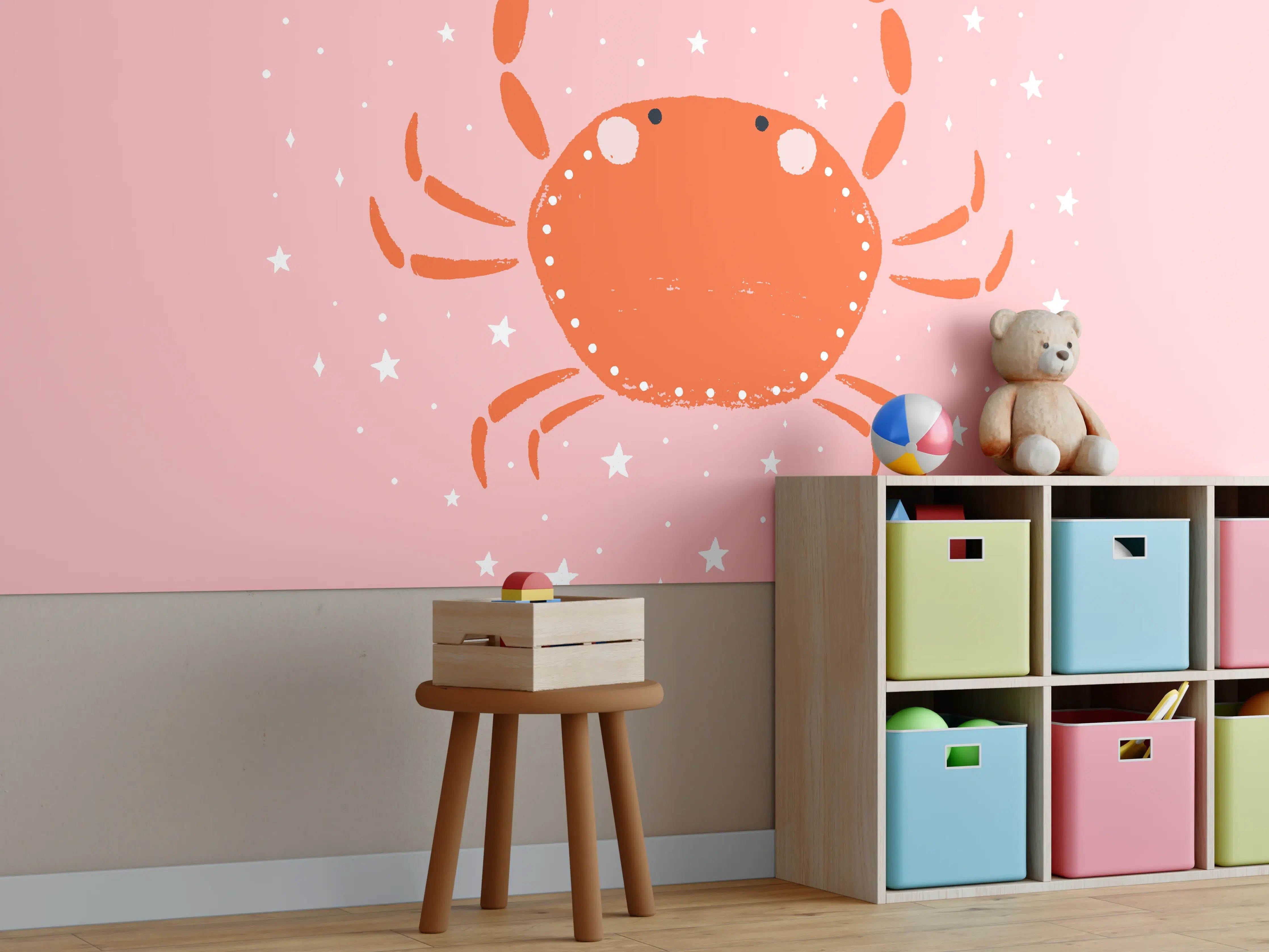 Kinderzimmer Wandgestaltung - Rosa Krebs Sternzeichen