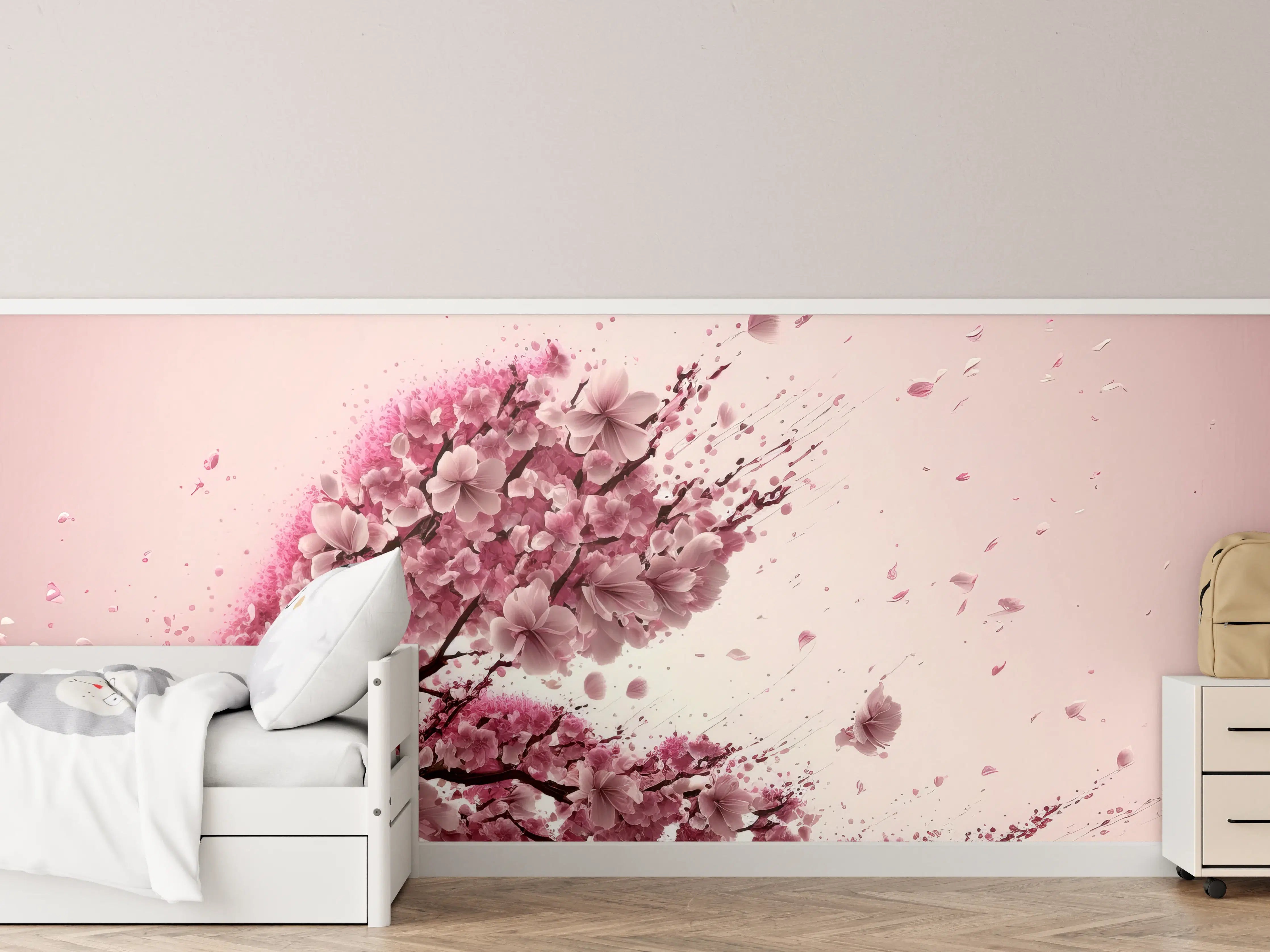 Kinderzimmer Wandgestaltung - Rosa Sakura Kirschblütenzweig