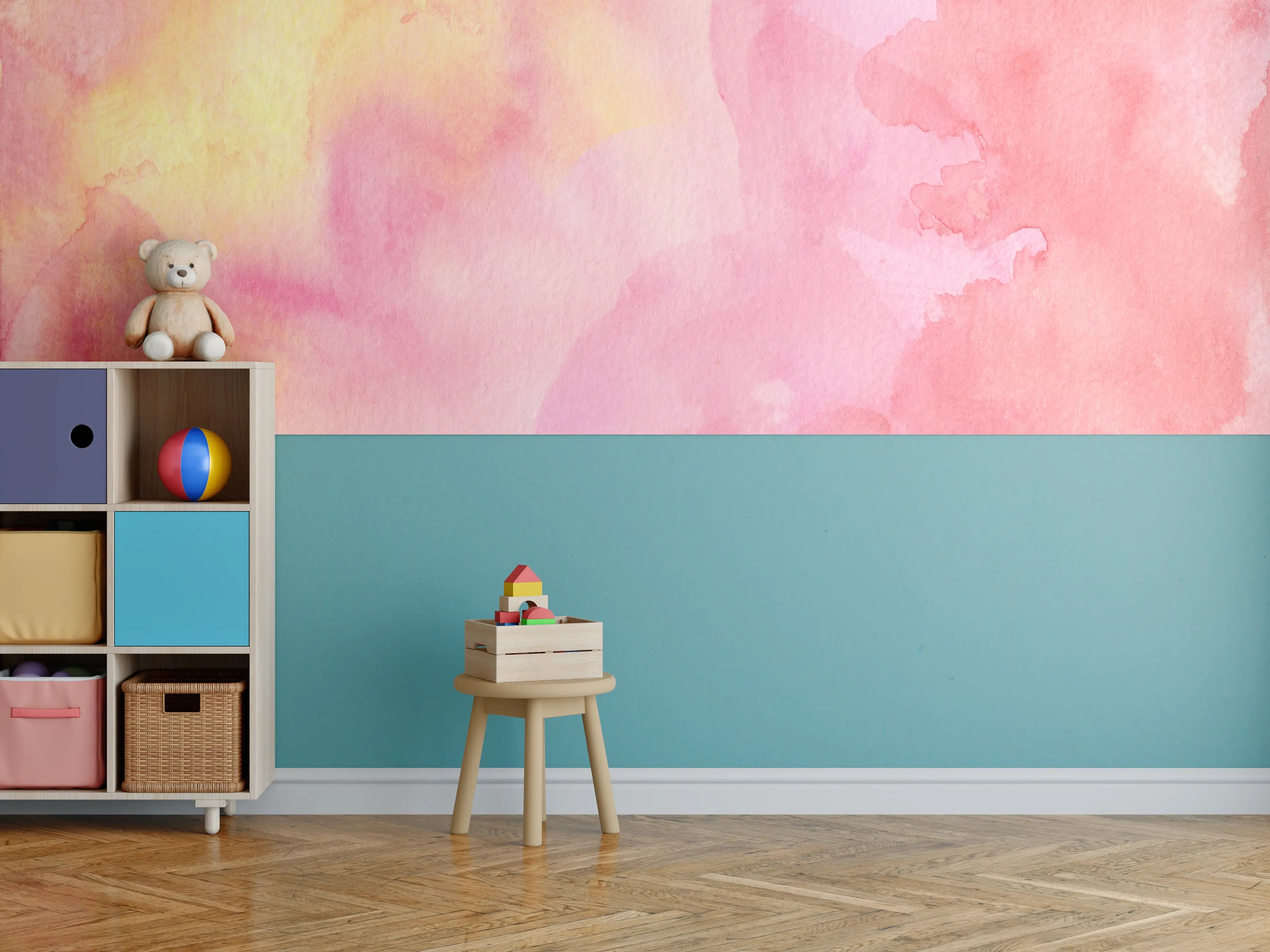 Kinderzimmer Wandgestaltung - Rosa Verwaschenes Farben-Design