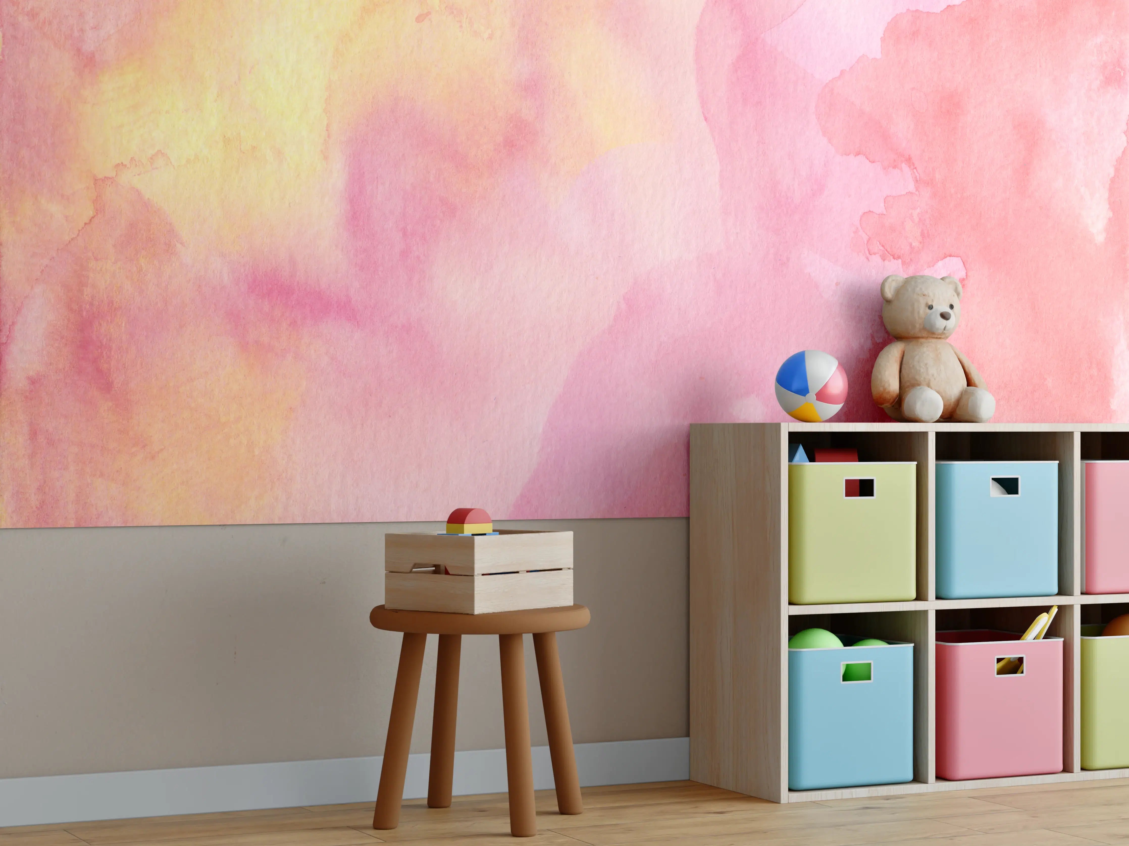 Kinderzimmer Wandgestaltung - Rosa Verwaschenes Farben-Design