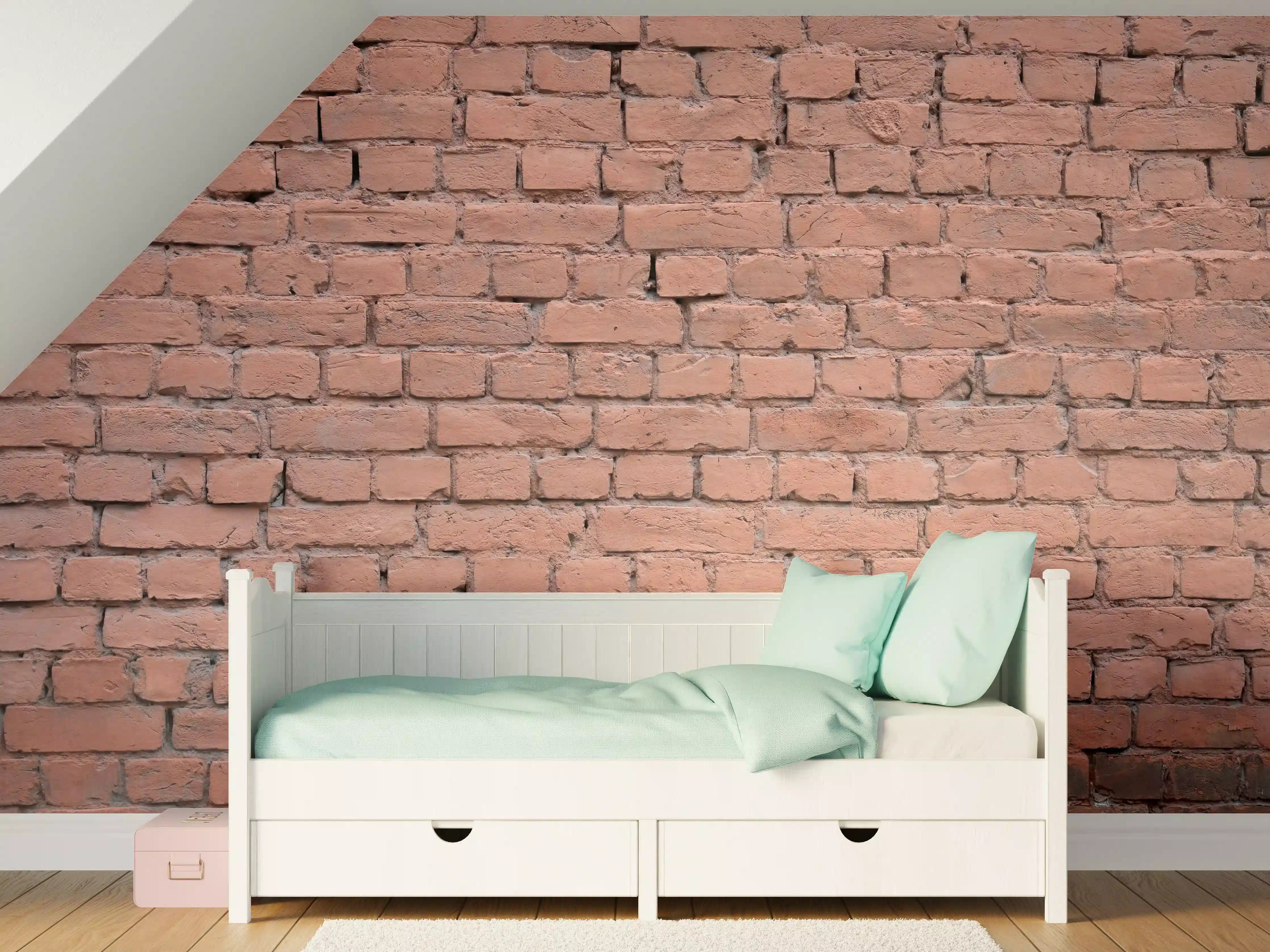 Kinderzimmer Wandgestaltung - Rosafarbige Ziegelwandoberfläche