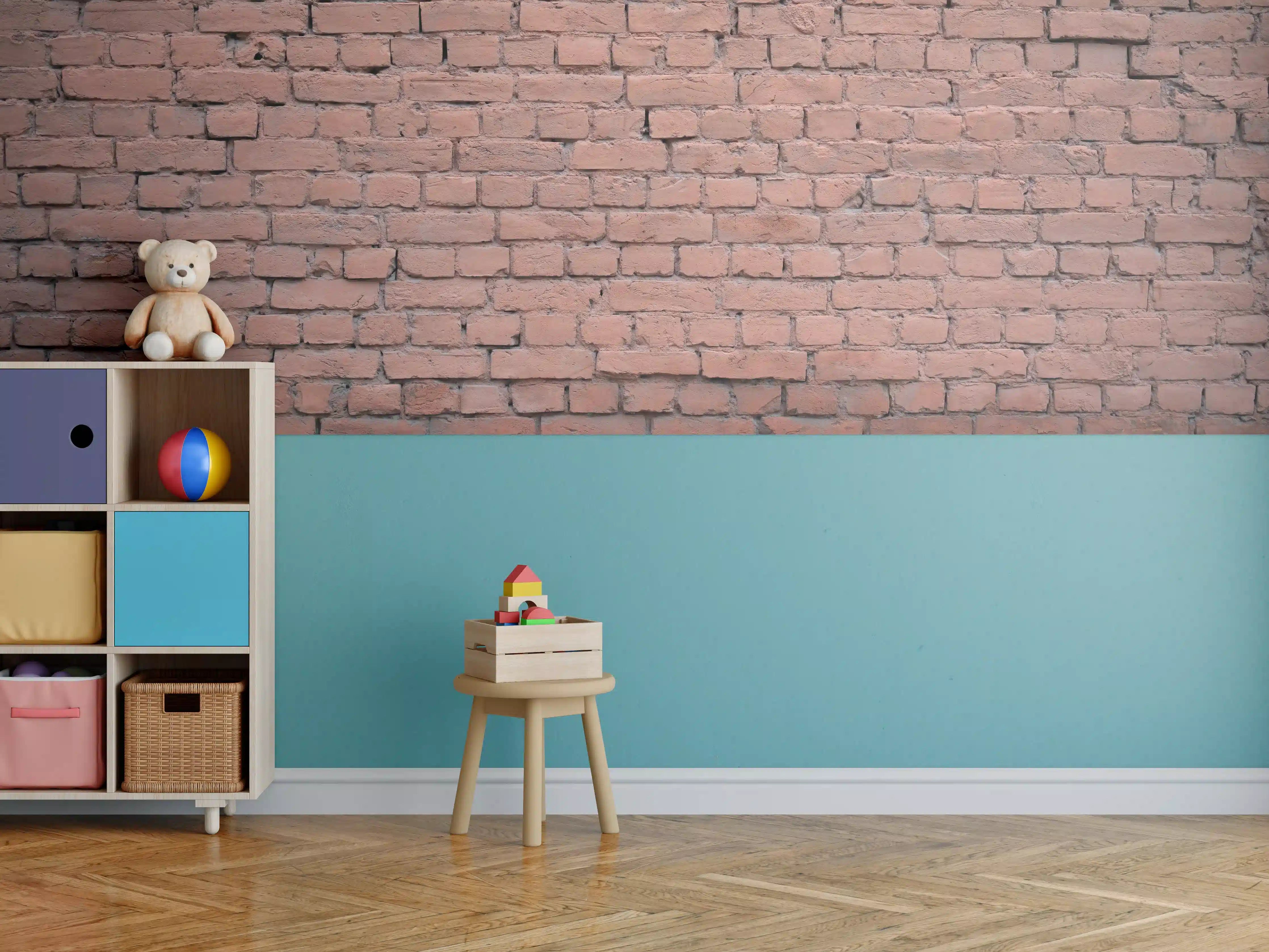 Kinderzimmer Wandgestaltung - Rosafarbige Ziegelwandoberfläche