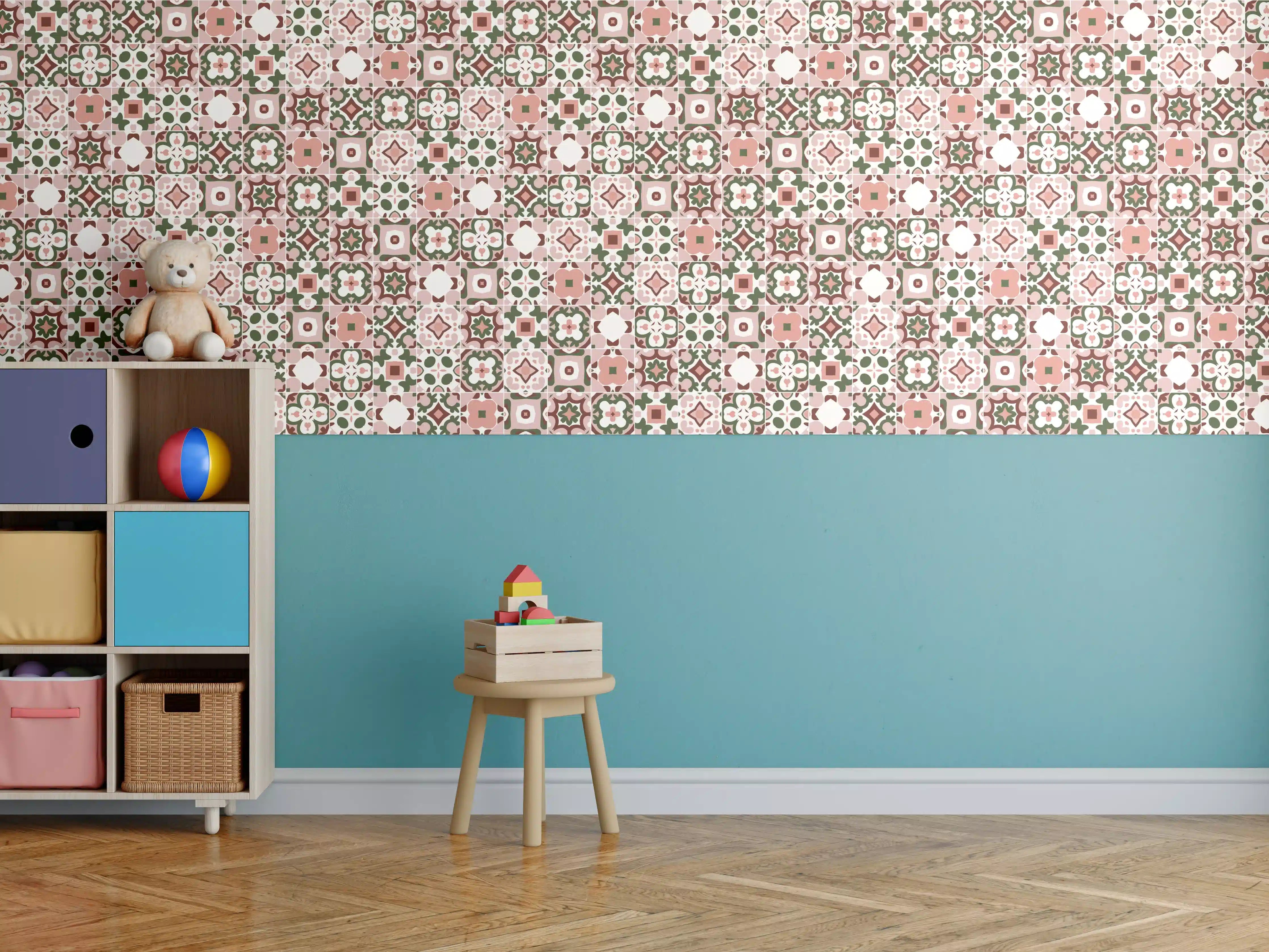 Kinderzimmer Wandgestaltung - Rosé-Goldenes Mosaikmuster