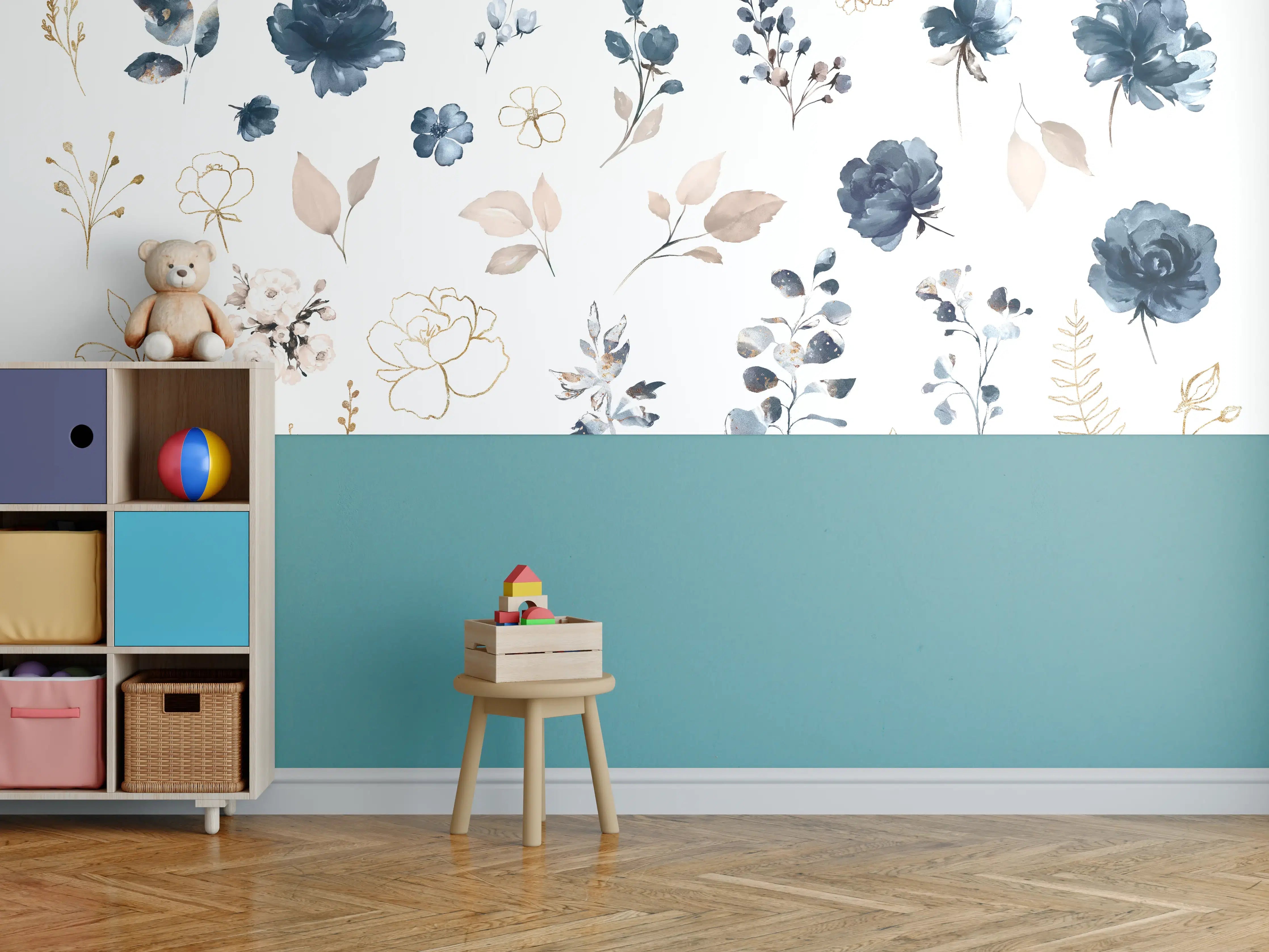 Kinderzimmer Wandgestaltung - Rosen im Aquarell-Design