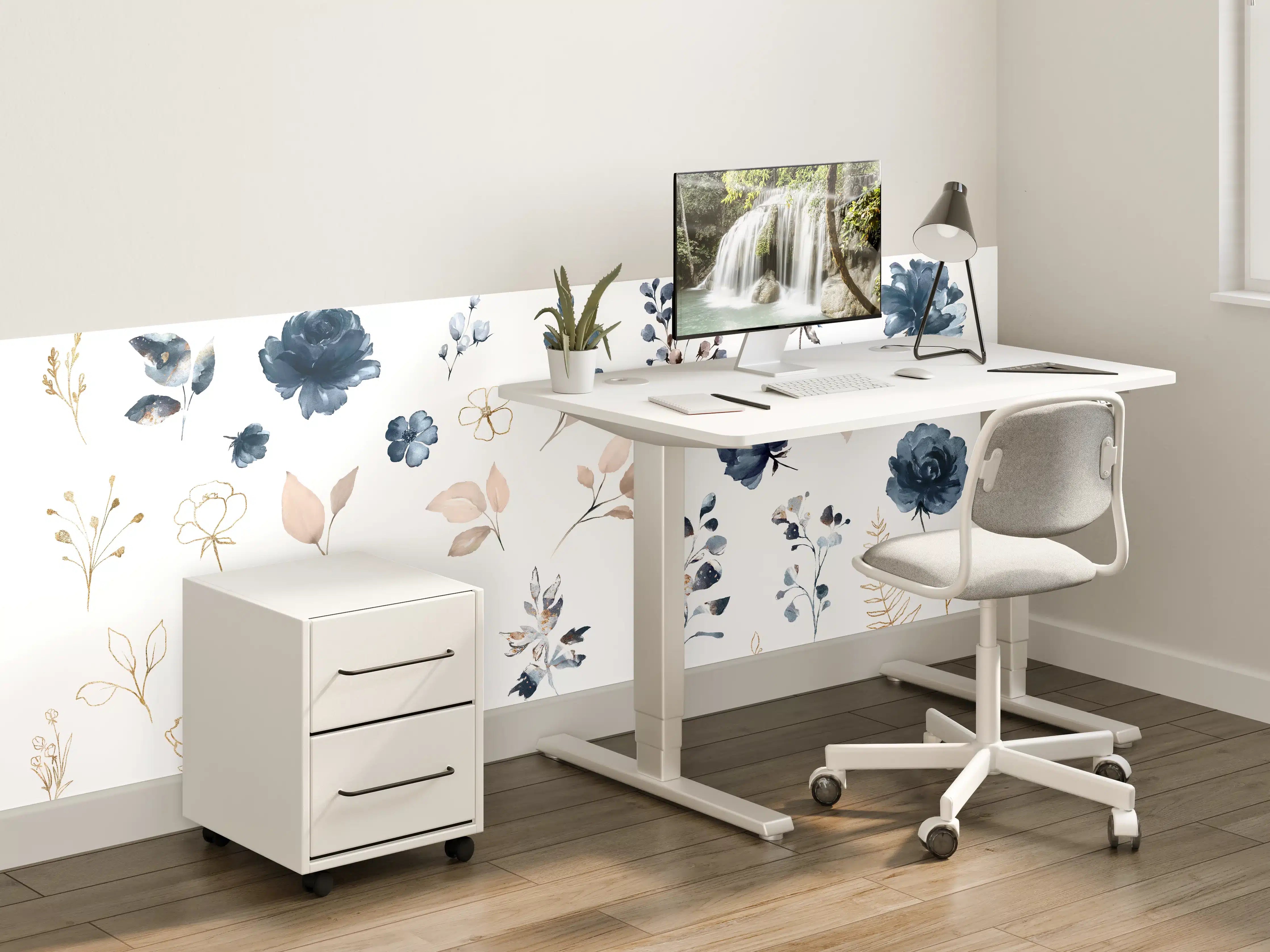 Kinderzimmer Wandgestaltung - Rosen im Aquarell-Design