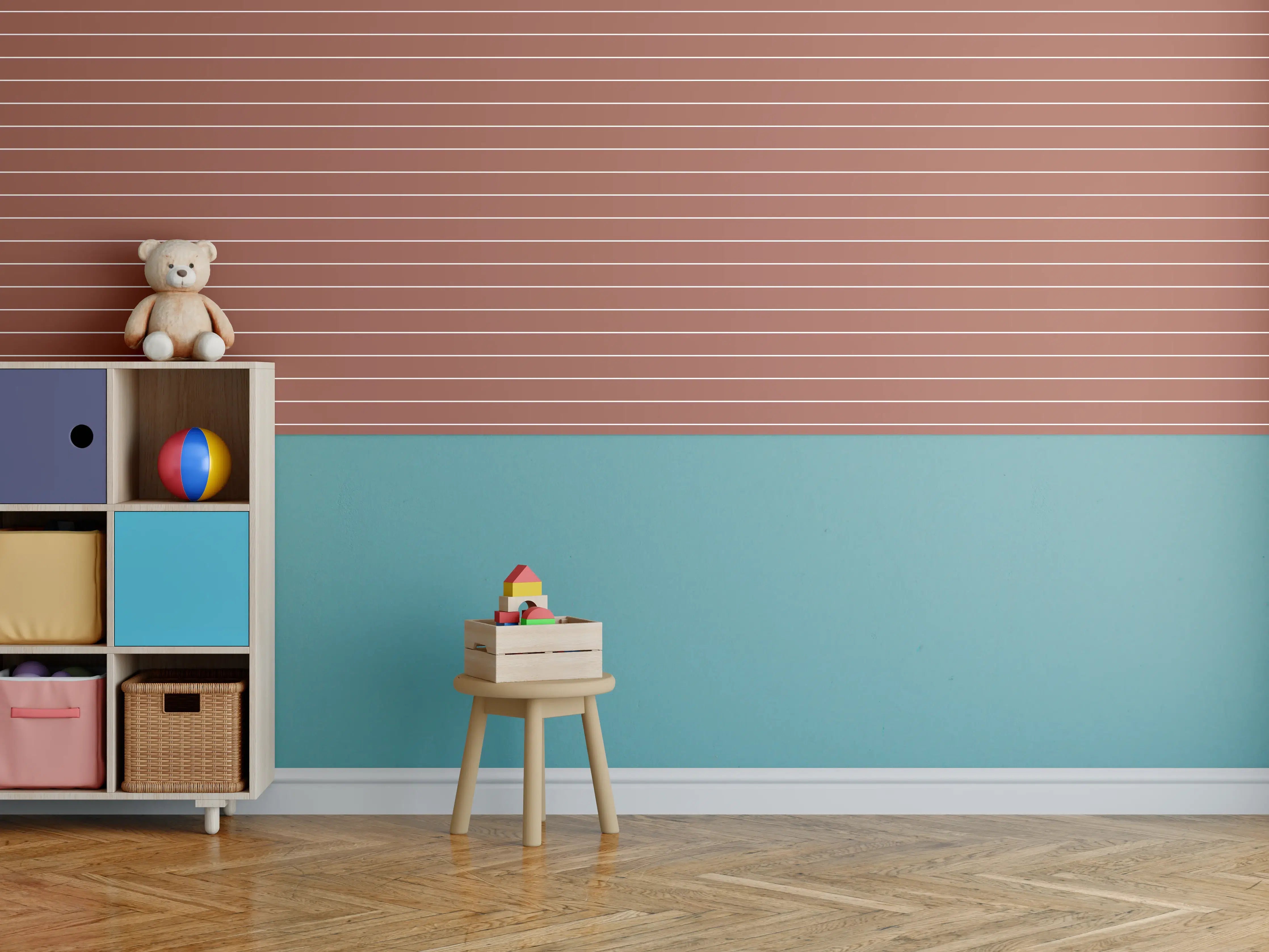 Kinderzimmer Wandgestaltung - Rostbraune, geometrische Wand