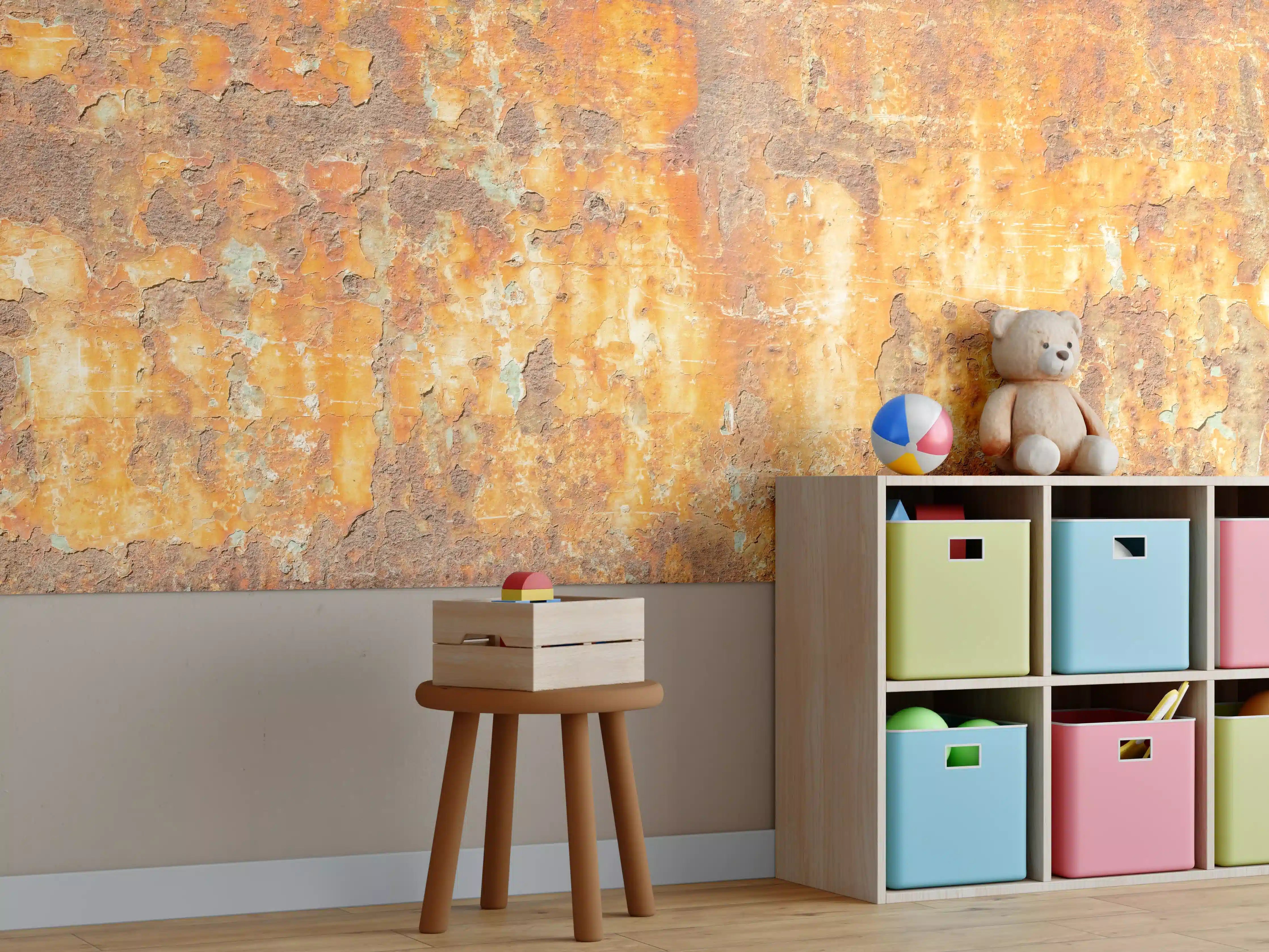 Kinderzimmer Wandgestaltung - Rostige Betonwand