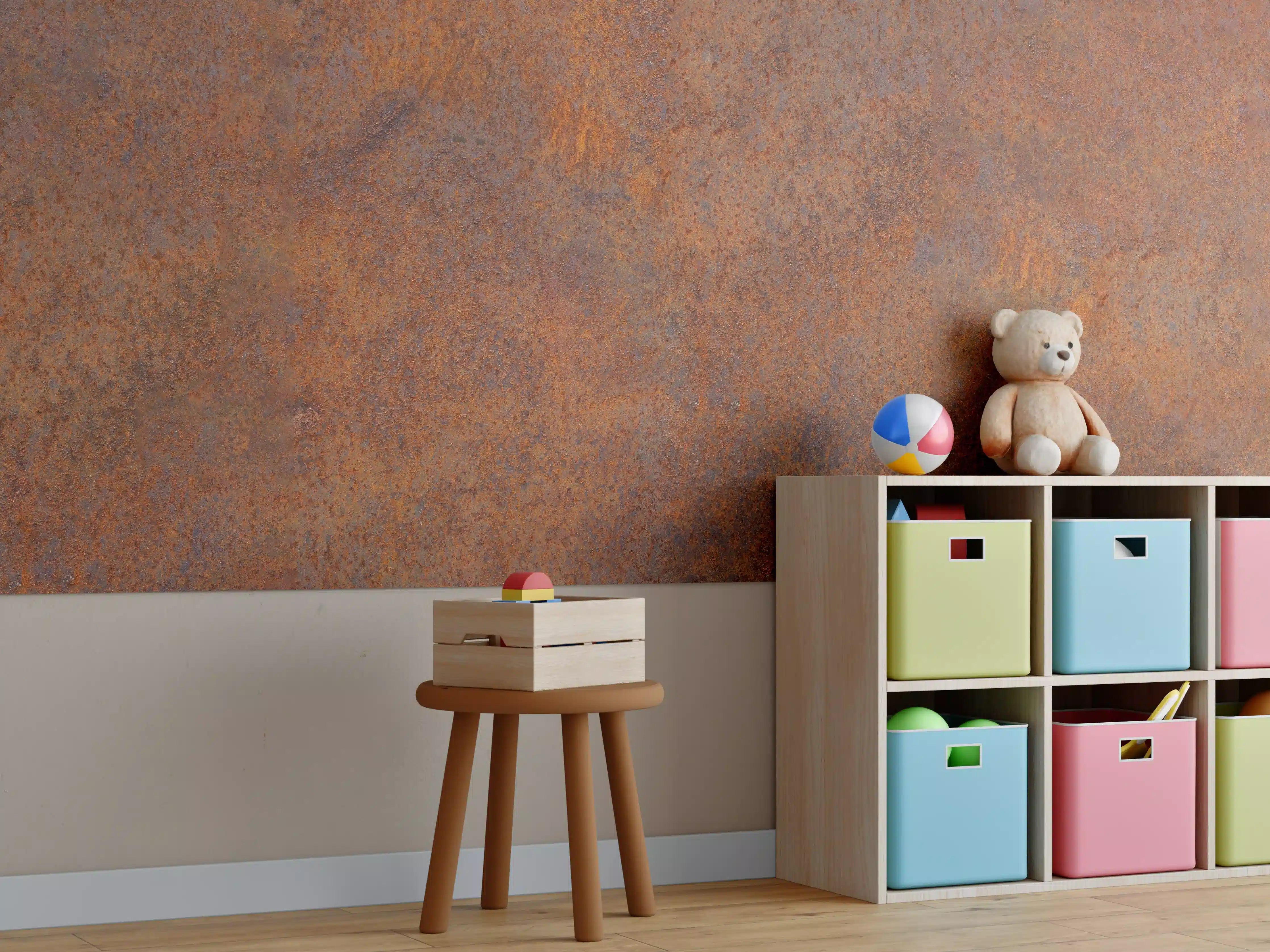 Kinderzimmer Wandgestaltung - Rostiges Metall