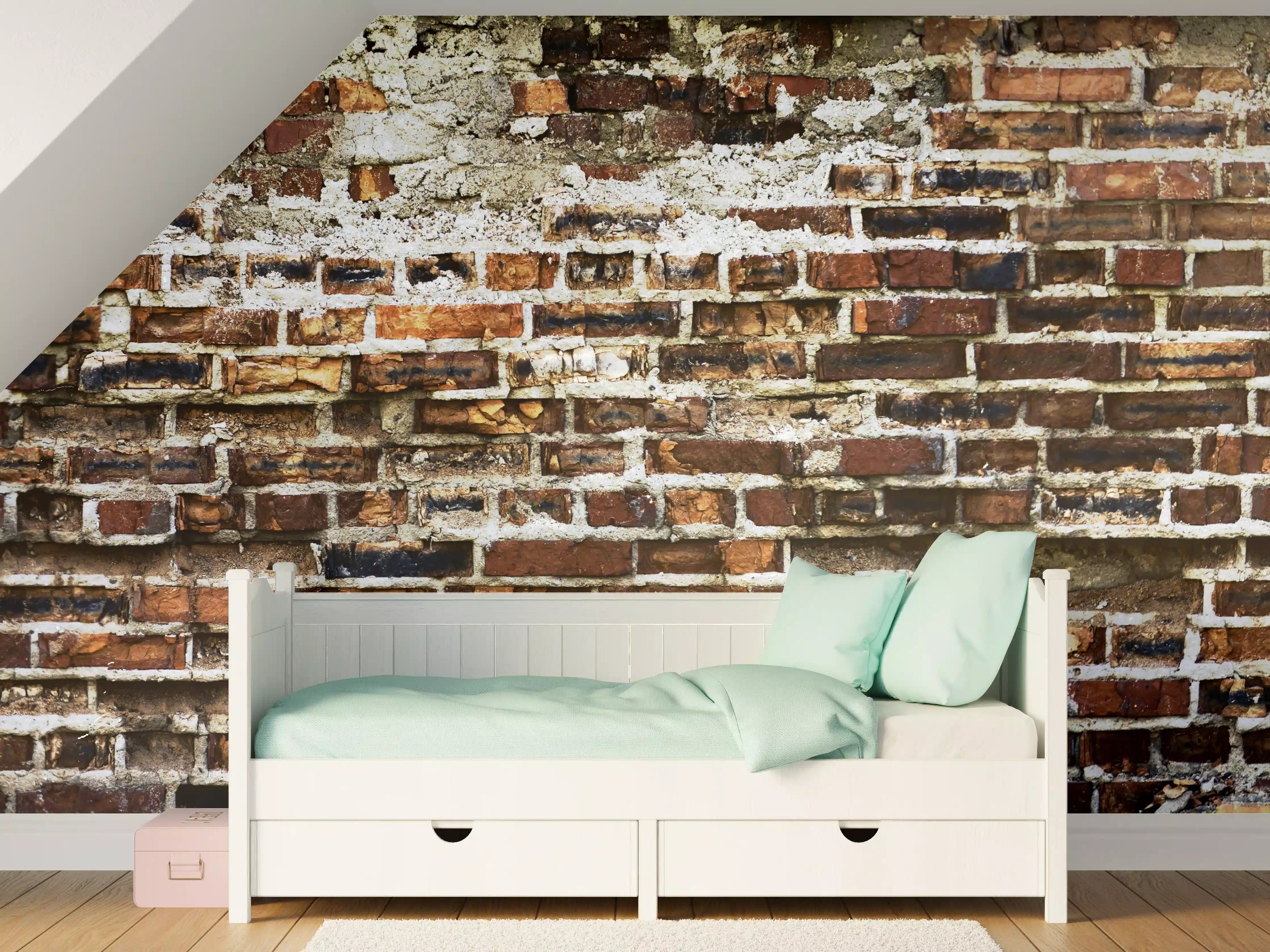 Kinderzimmer Wandgestaltung - Rote Backsteinmauer Vintage