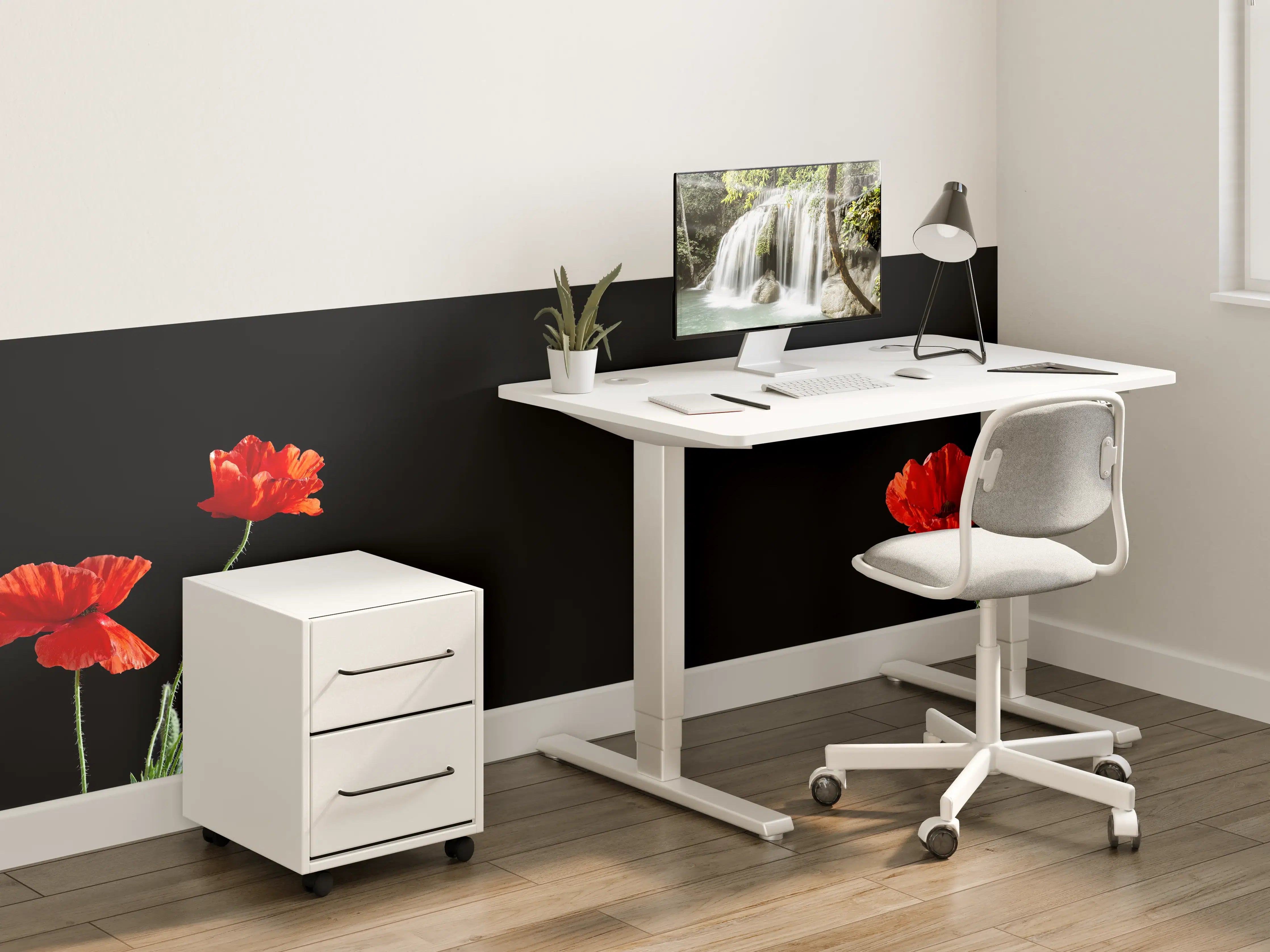 Kinderzimmer Wandgestaltung - Rote Mohnblumen auf Schwarz