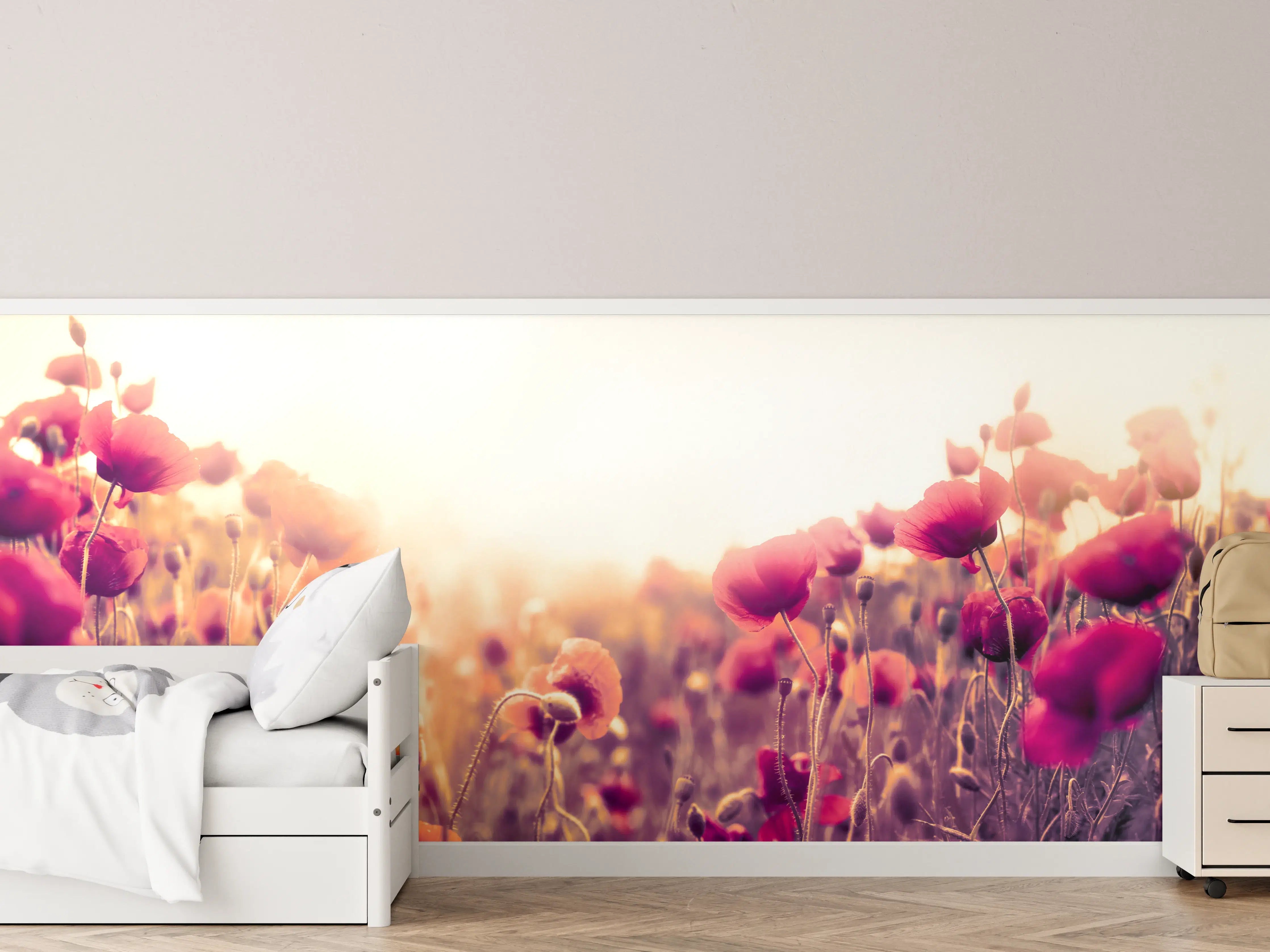 Kinderzimmer Wandgestaltung - Rote Mohnblumen in der Sonne