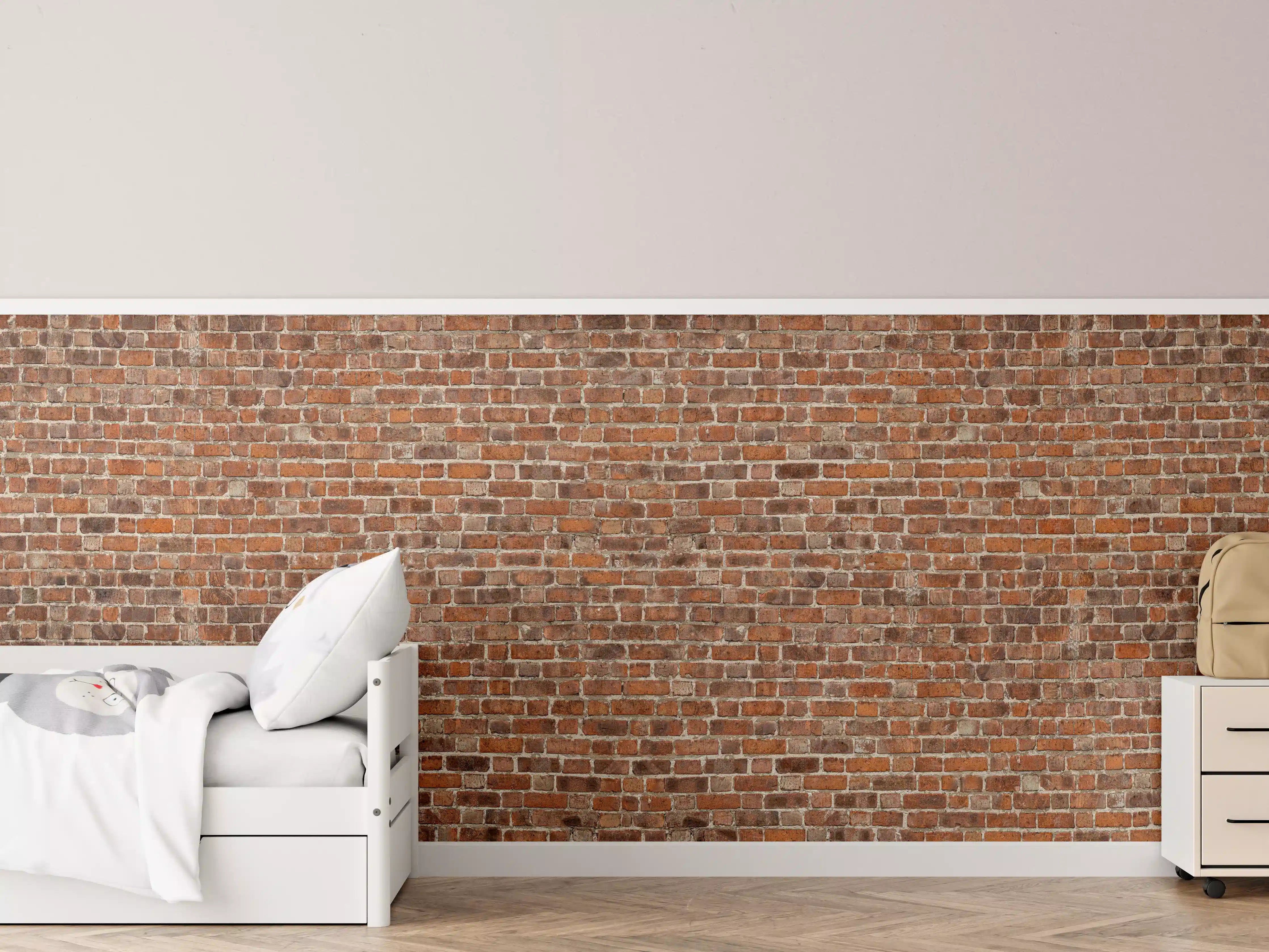 Kinderzimmer Wandgestaltung - Rote Vintage Ziegel Mauerwerk