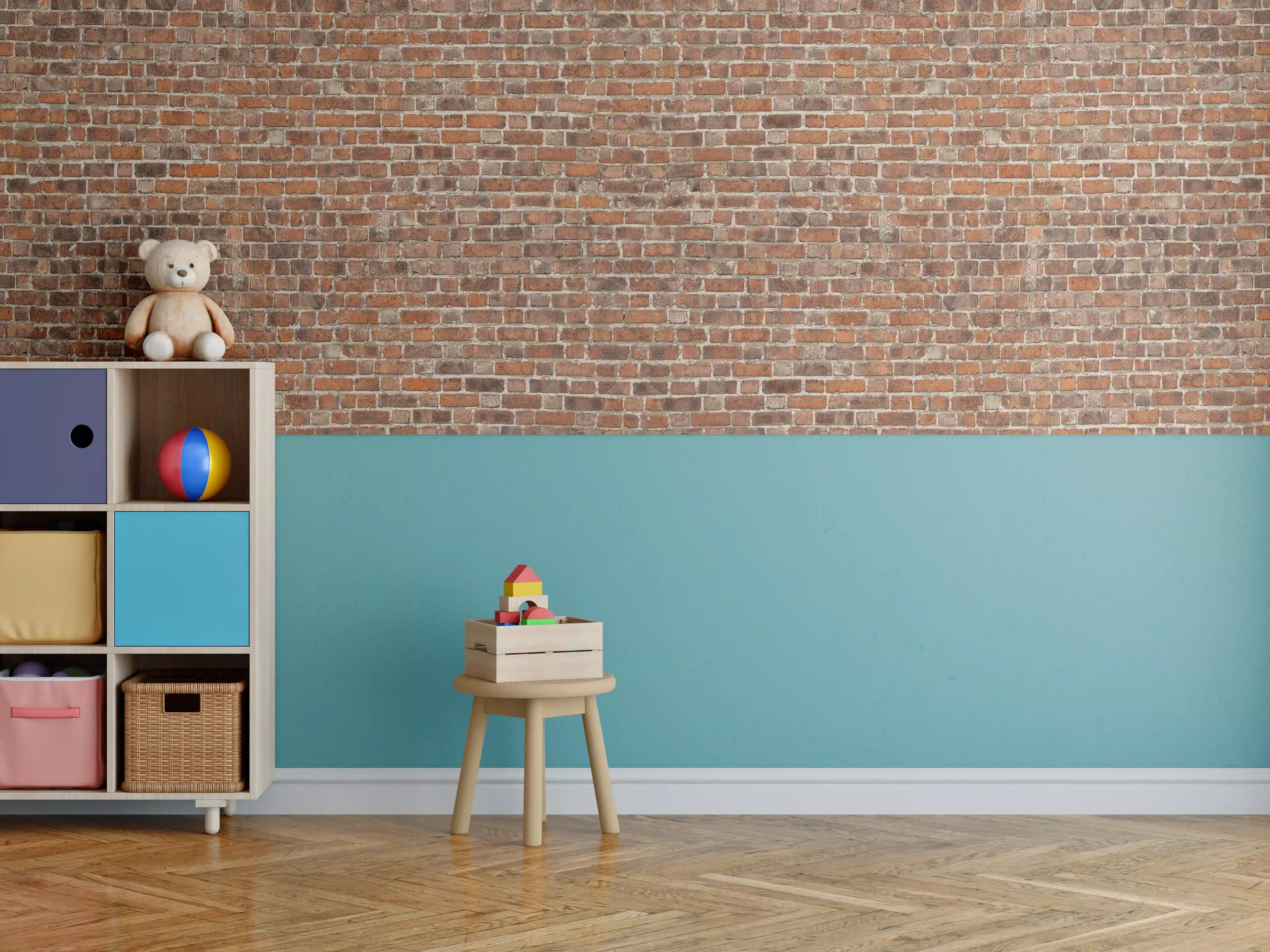 Kinderzimmer Wandgestaltung - Rote Vintage Ziegel Mauerwerk