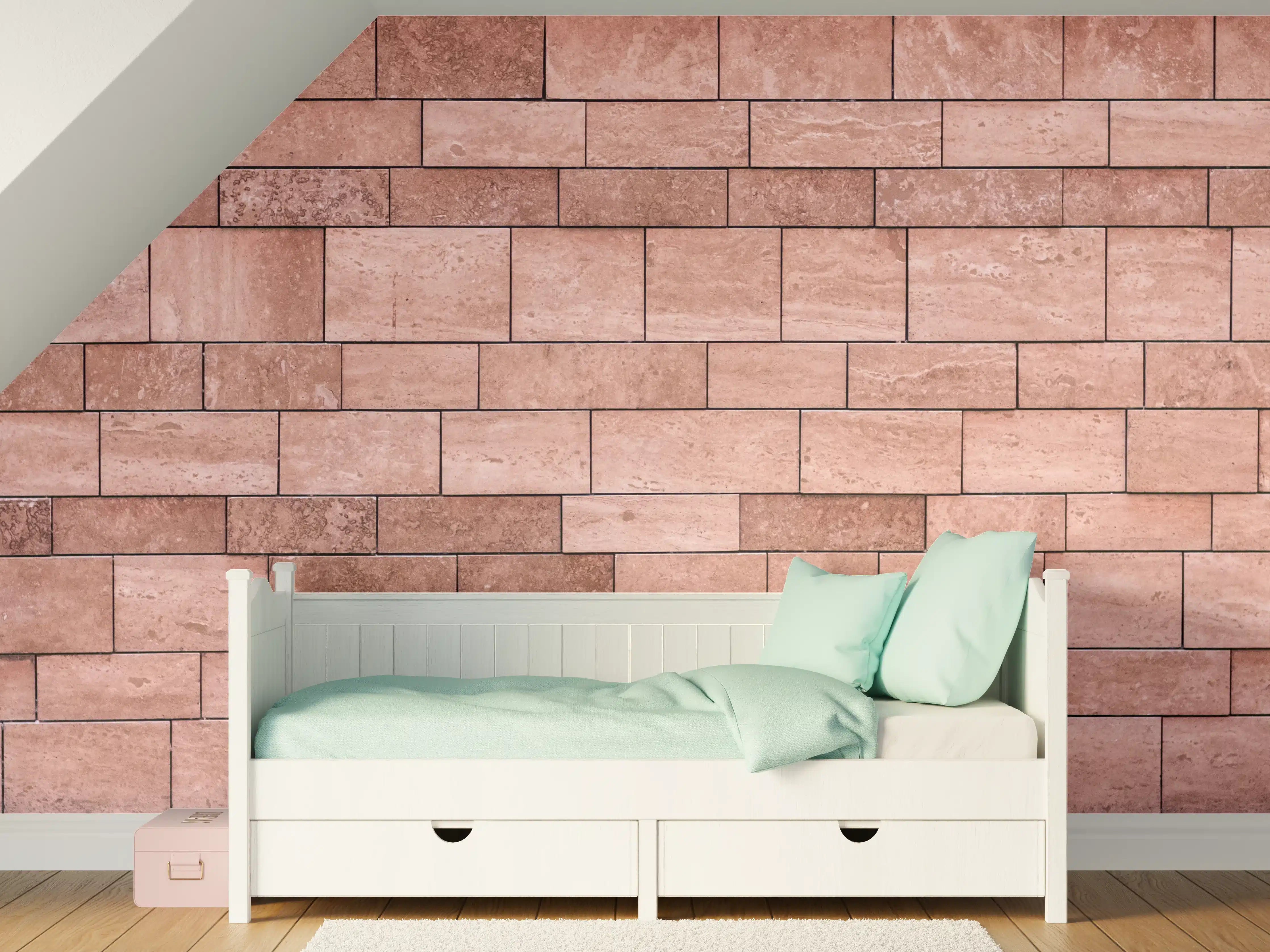Kinderzimmer Wandgestaltung - Rote Ziegelsteinmauer in Nahaufnahme