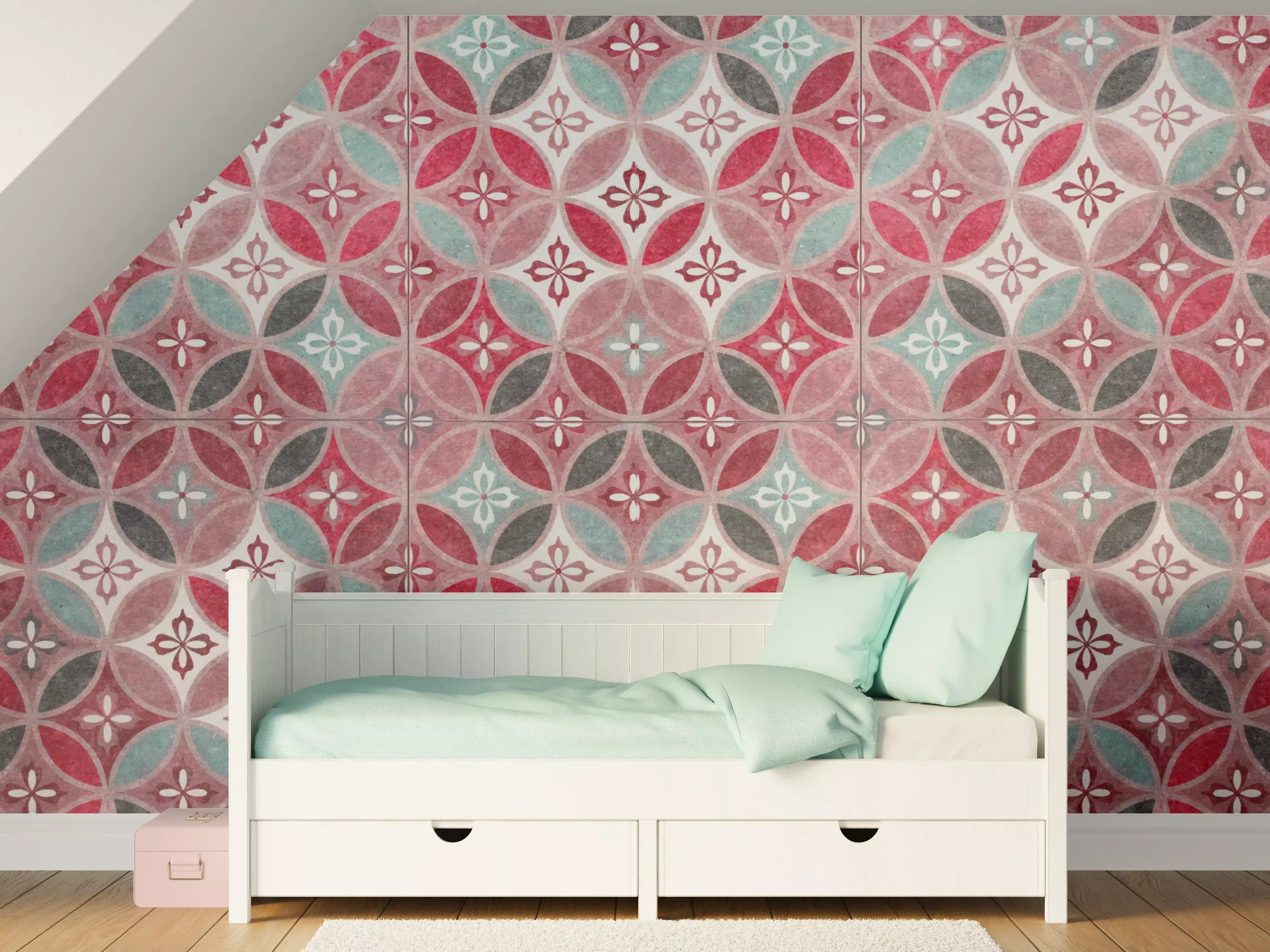 Kinderzimmer Wandgestaltung - Rote anthrazit Struktur