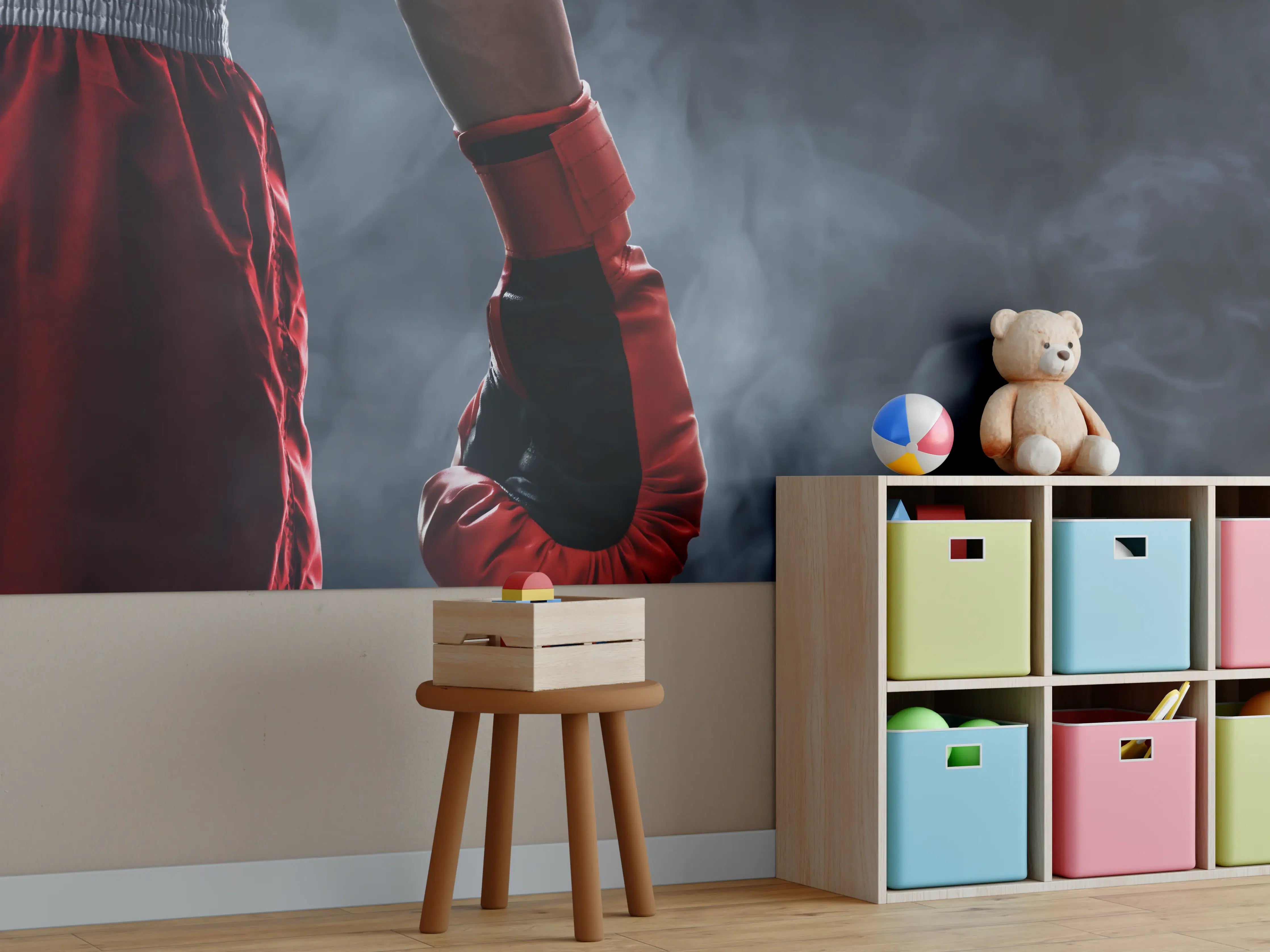 Kinderzimmer Wandgestaltung - Roter Boxhandschuh