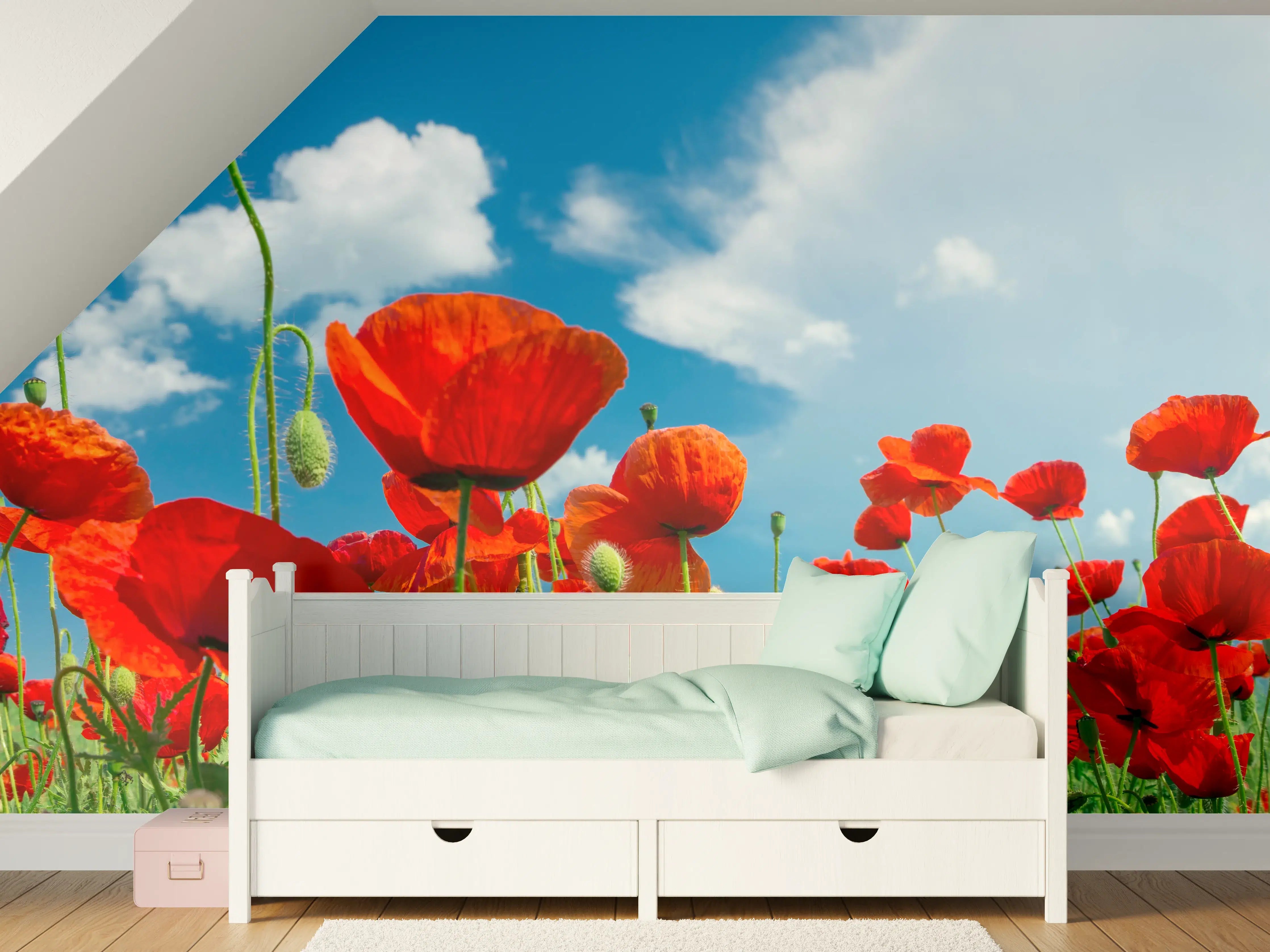 Kinderzimmer Wandgestaltung - Rotes Mohnblumenfeld