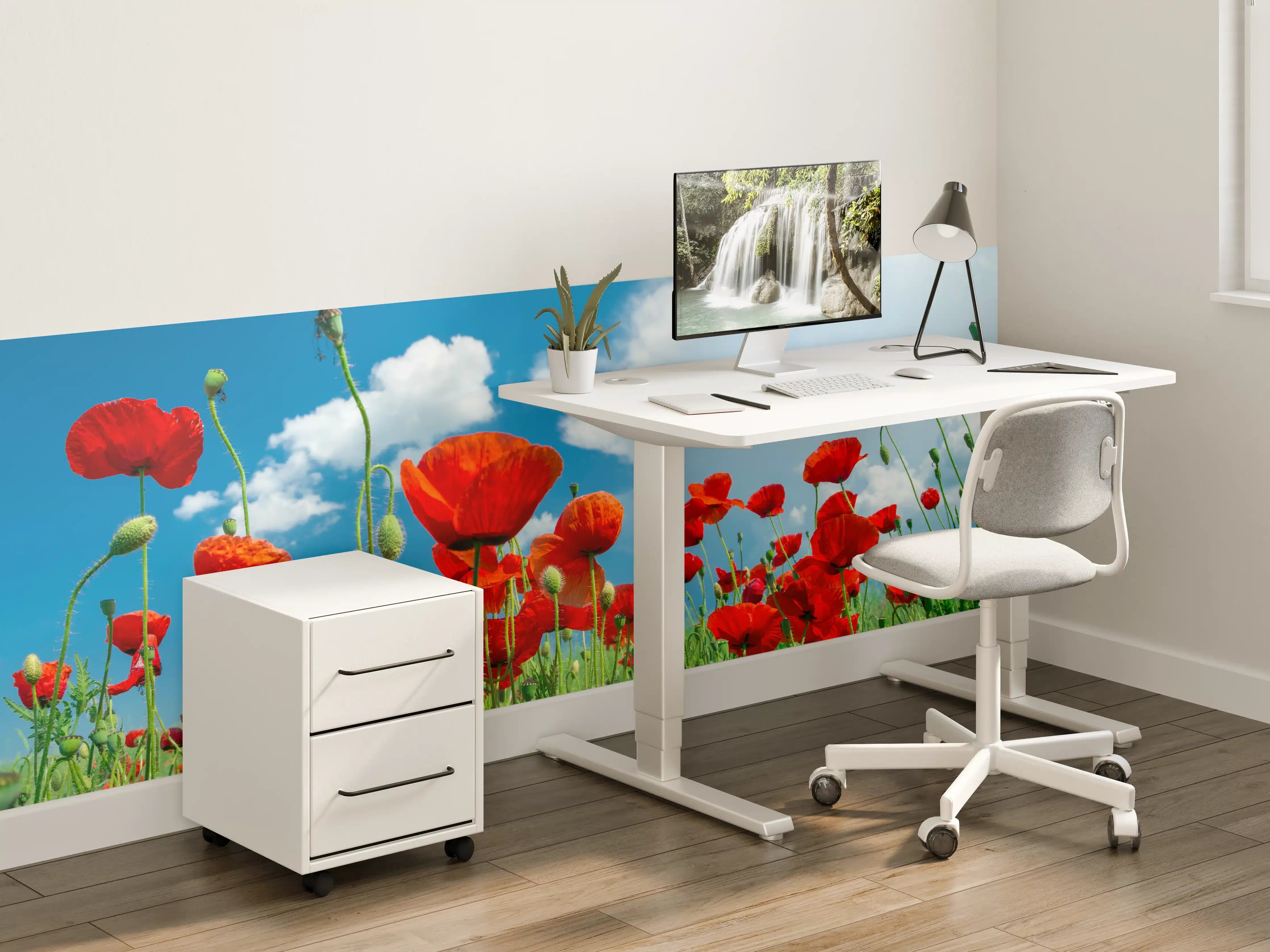 Kinderzimmer Wandgestaltung - Rotes Mohnblumenfeld