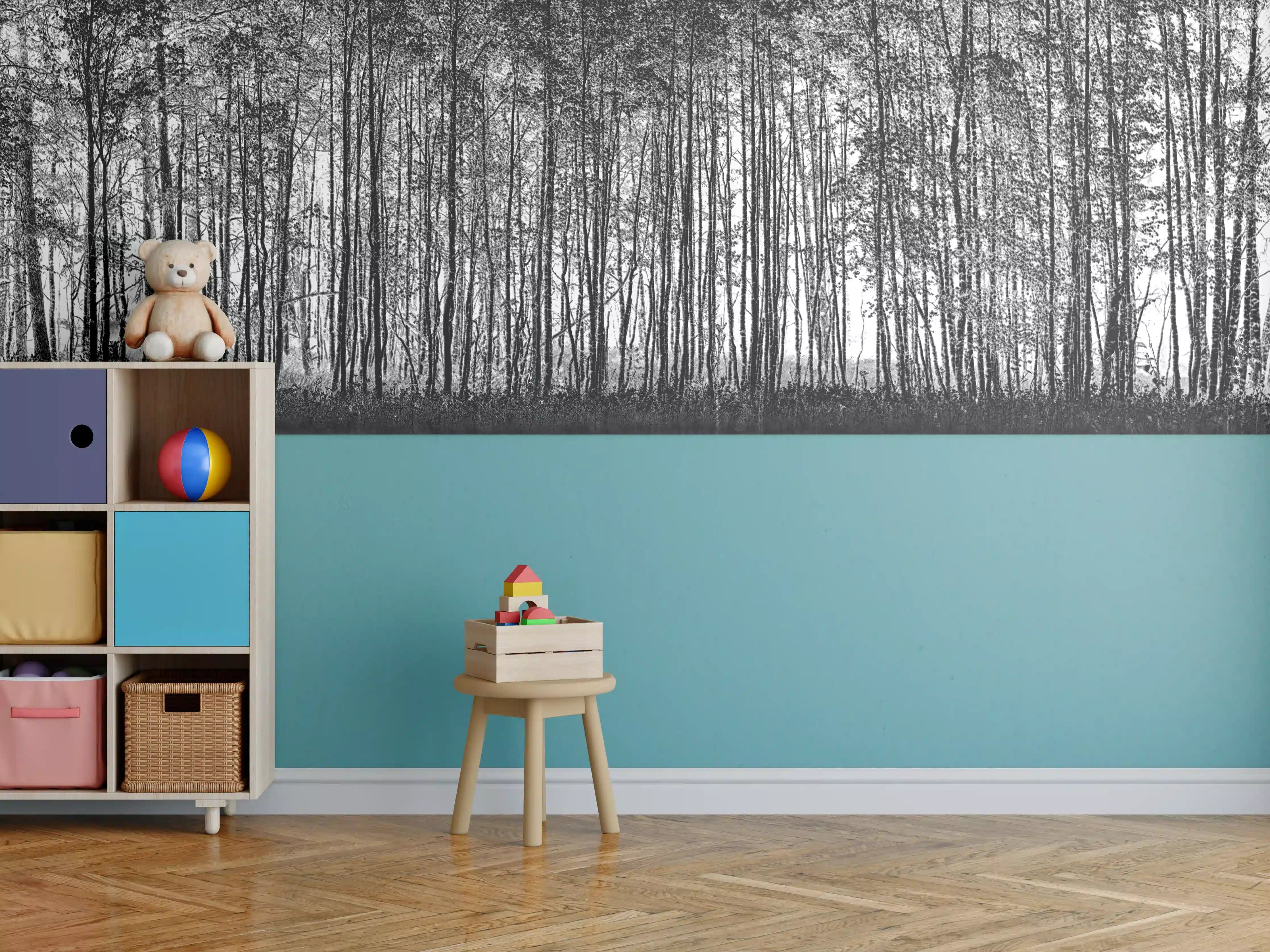Kinderzimmer Wandgestaltung - Ruhiger Wald - Wasser Reflektion