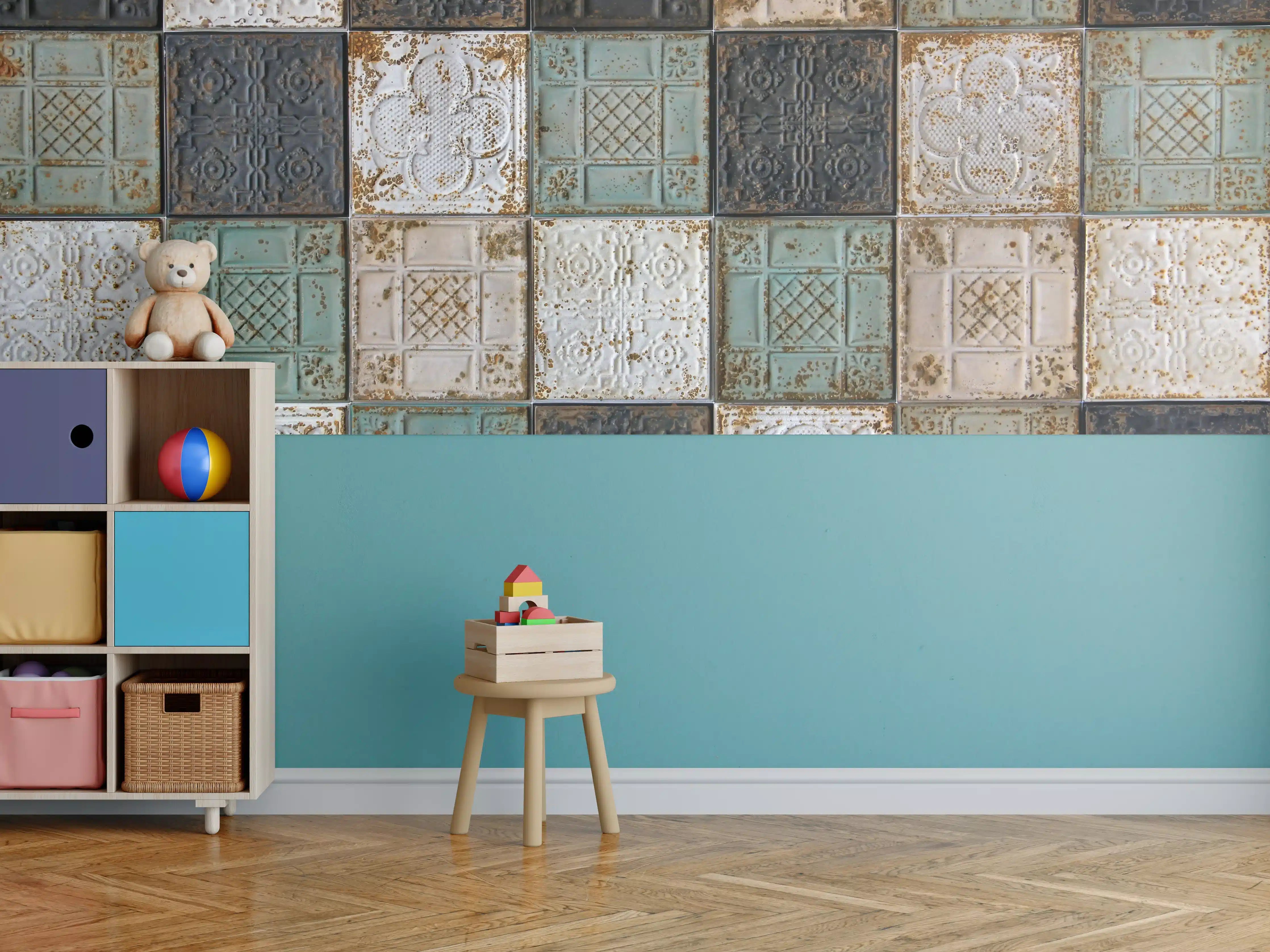 Kinderzimmer Wandgestaltung - Rustikal aussehende orientalische Deckenplatten