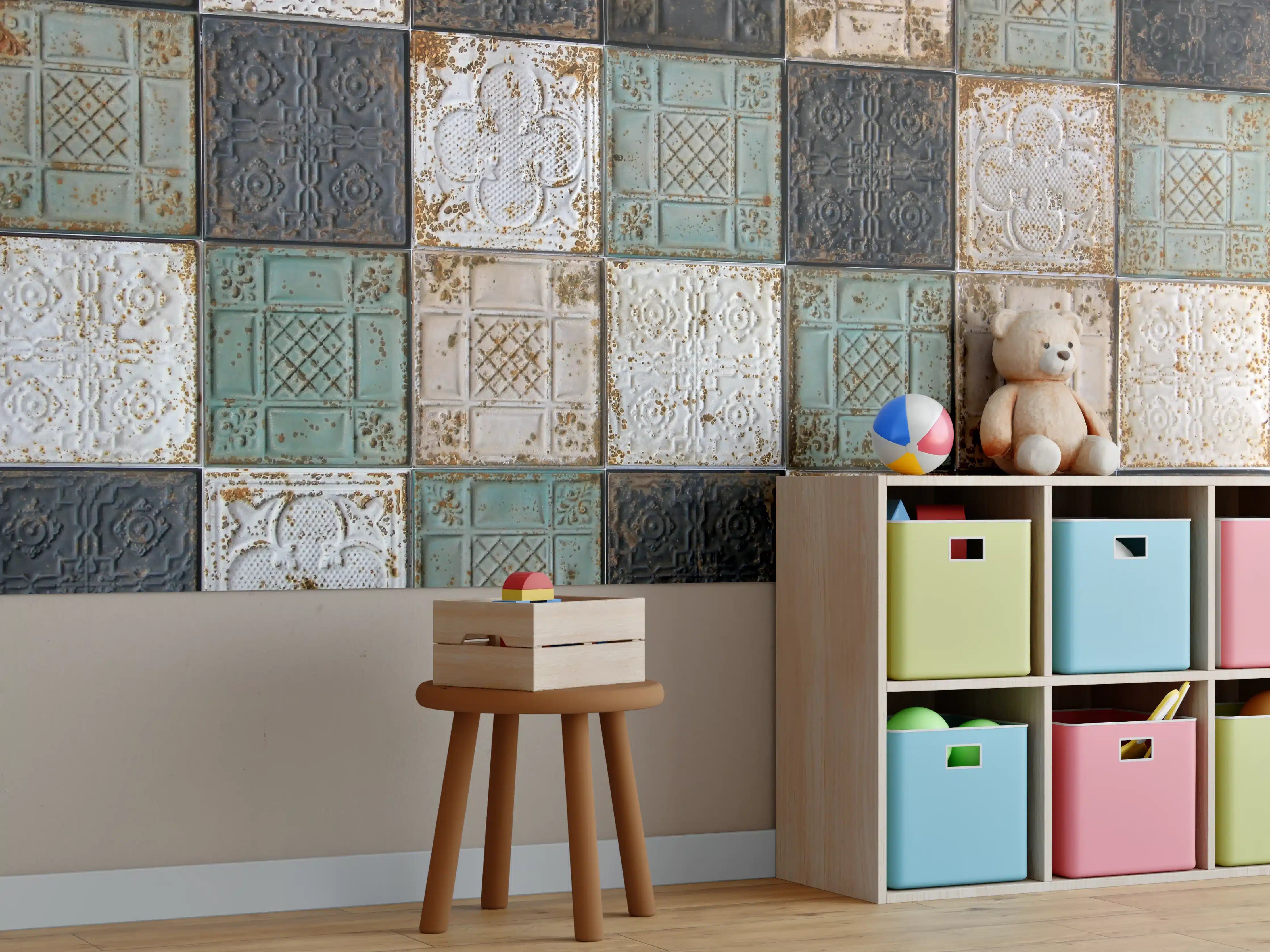 Kinderzimmer Wandgestaltung - Rustikal aussehende orientalische Deckenplatten