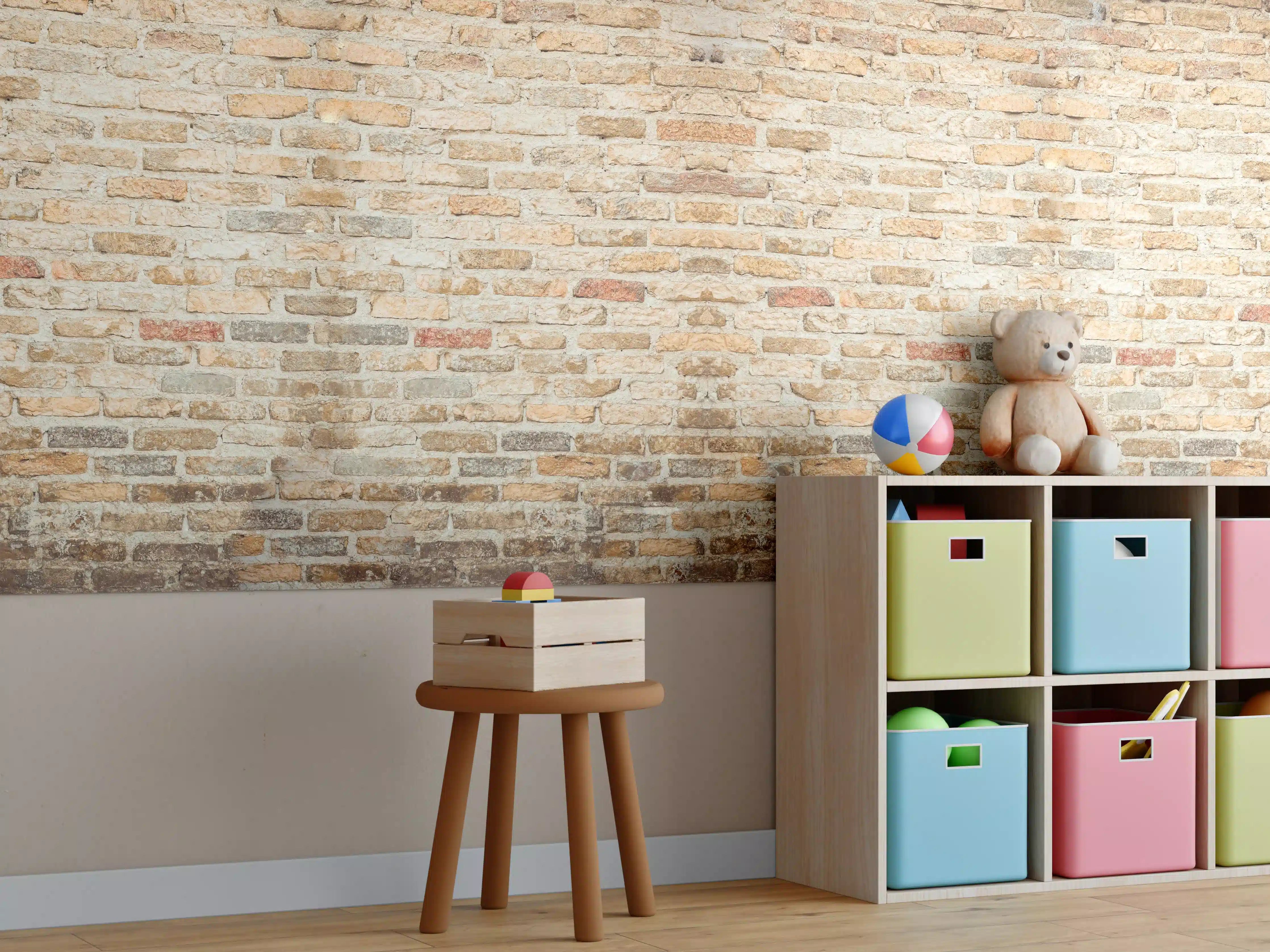 Kinderzimmer Wandgestaltung - Rustikale Backsteinmauer