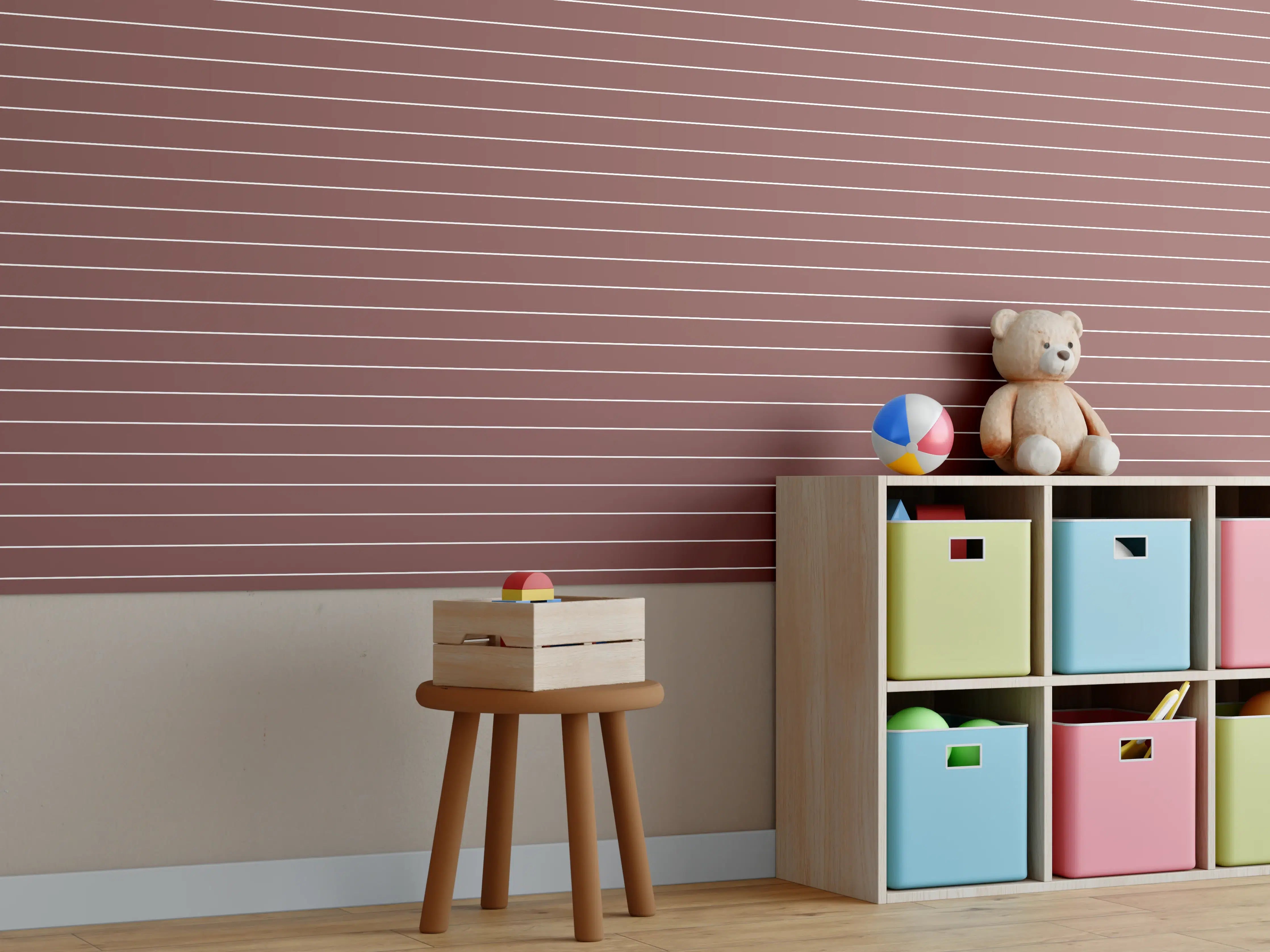 Kinderzimmer Wandgestaltung - Rustikale Fliesentapete in Braun