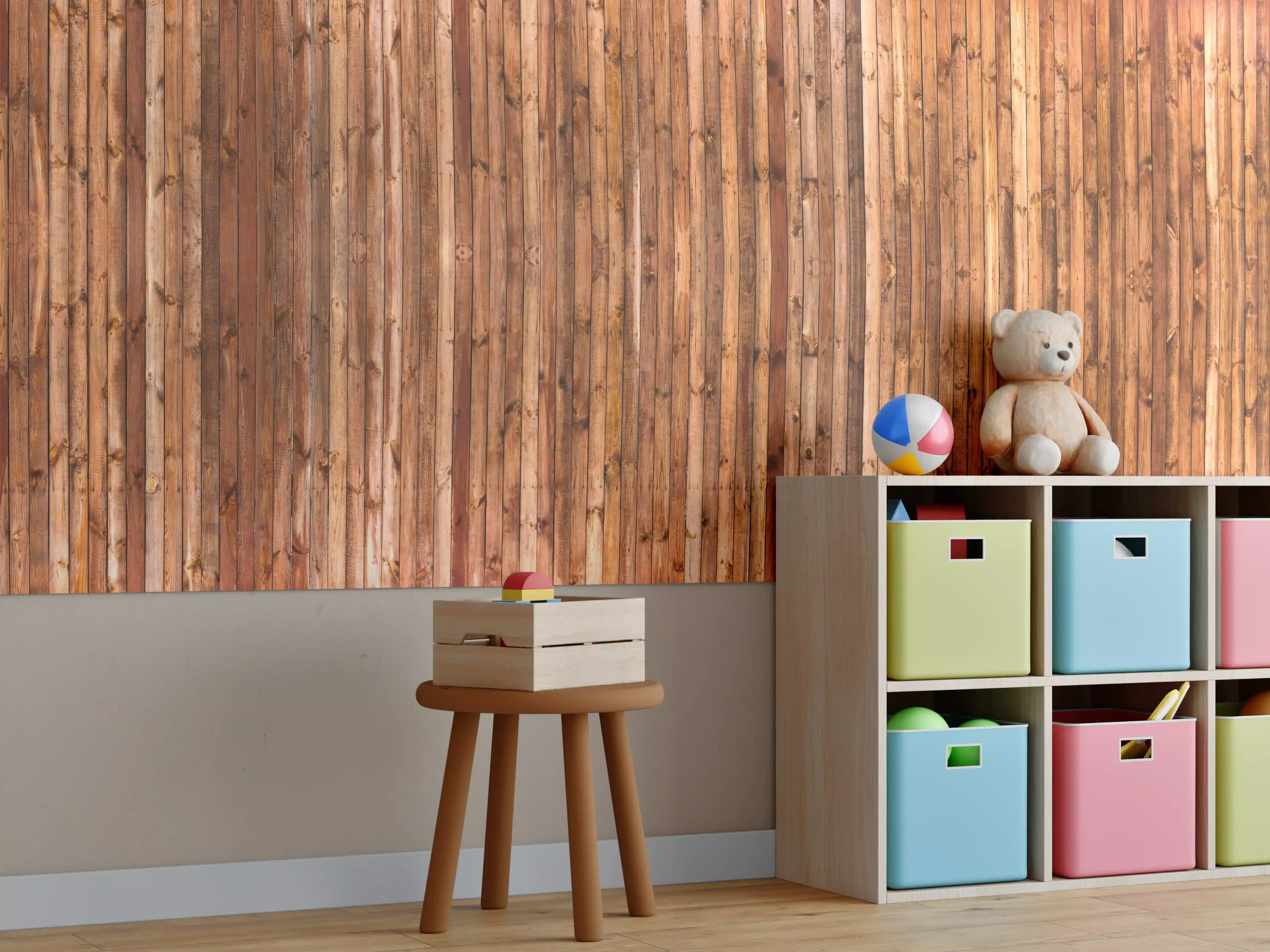 Kinderzimmer Wandgestaltung - Rustikale Holzfassade