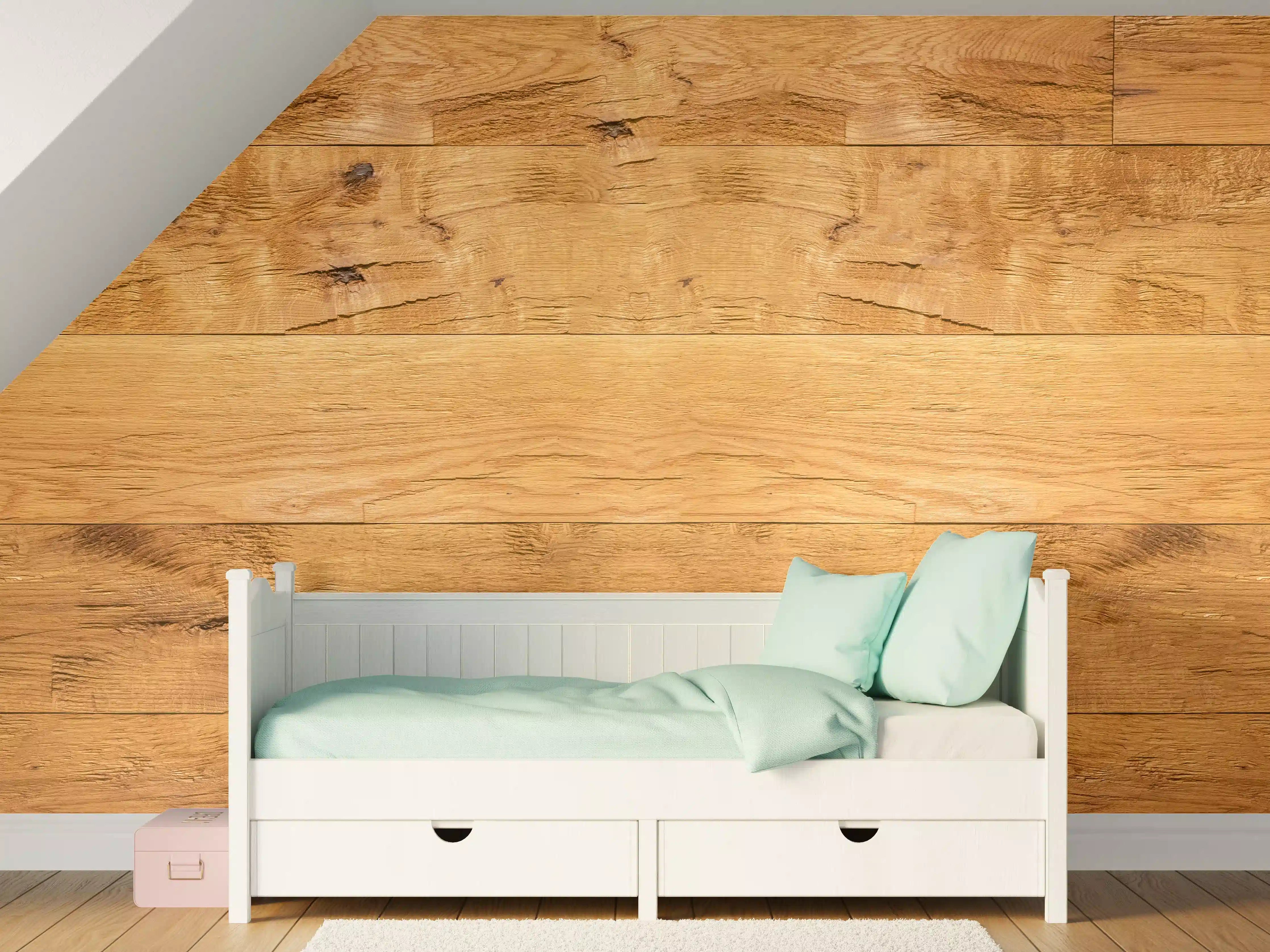 Kinderzimmer Wandgestaltung - Rustikale Holzplatte