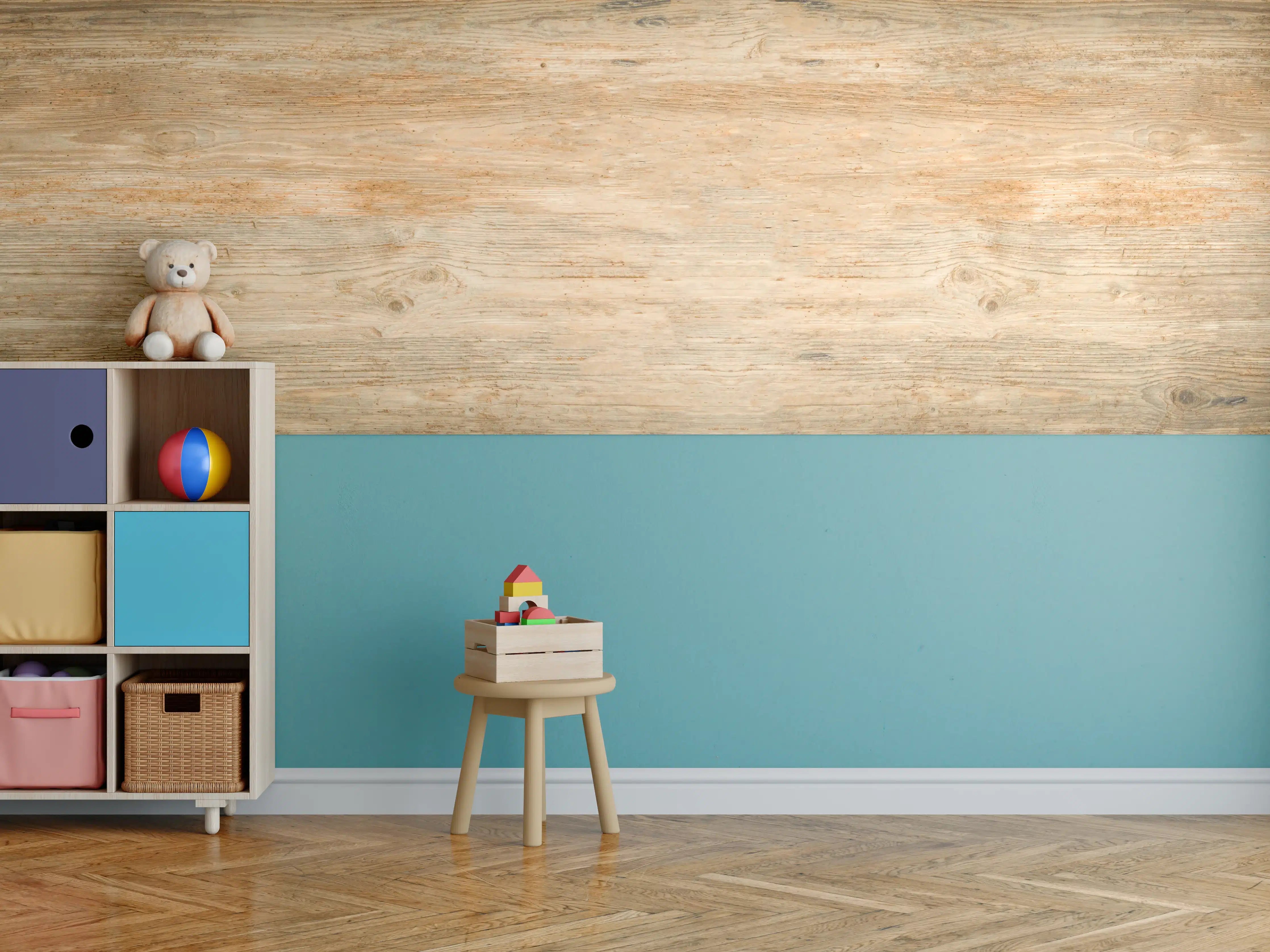 Kinderzimmer Wandgestaltung - Rustikale Holztextur Panorama