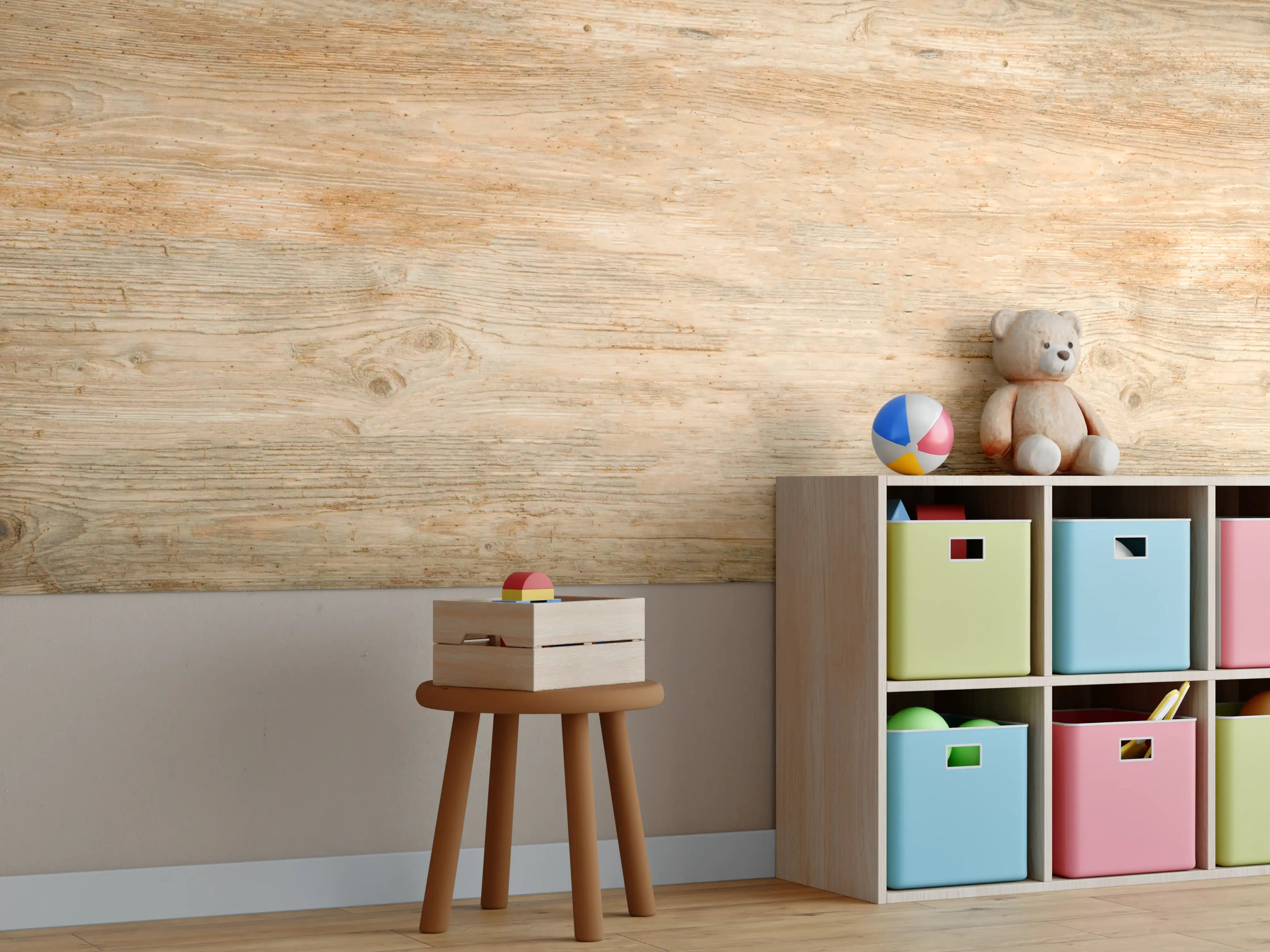 Kinderzimmer Wandgestaltung - Rustikale Holztextur Panorama