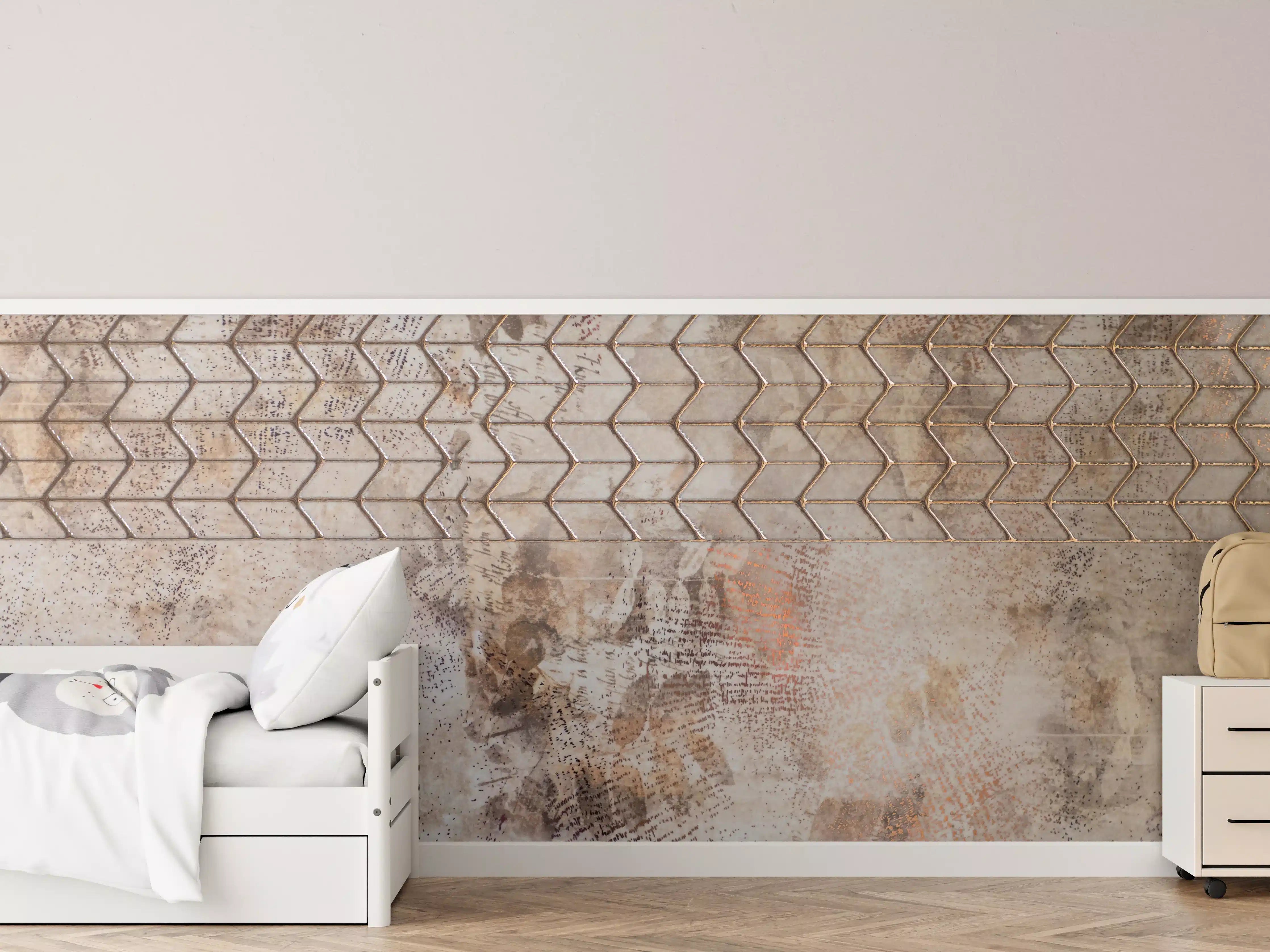 Kinderzimmer Wandgestaltung - Rustikale Metall- und Steinstruktur