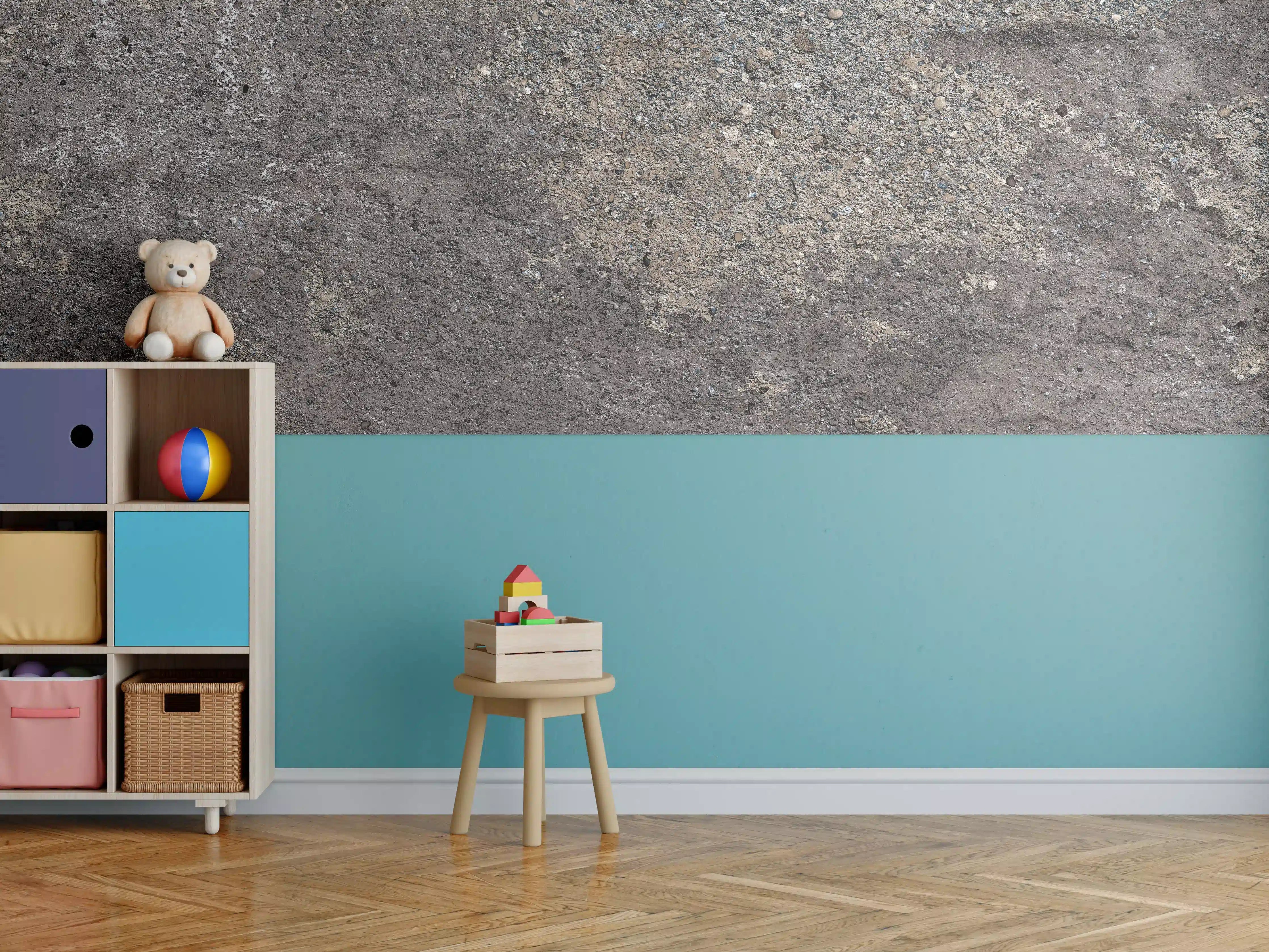 Kinderzimmer Wandgestaltung - Rustikale Naturstein Textur