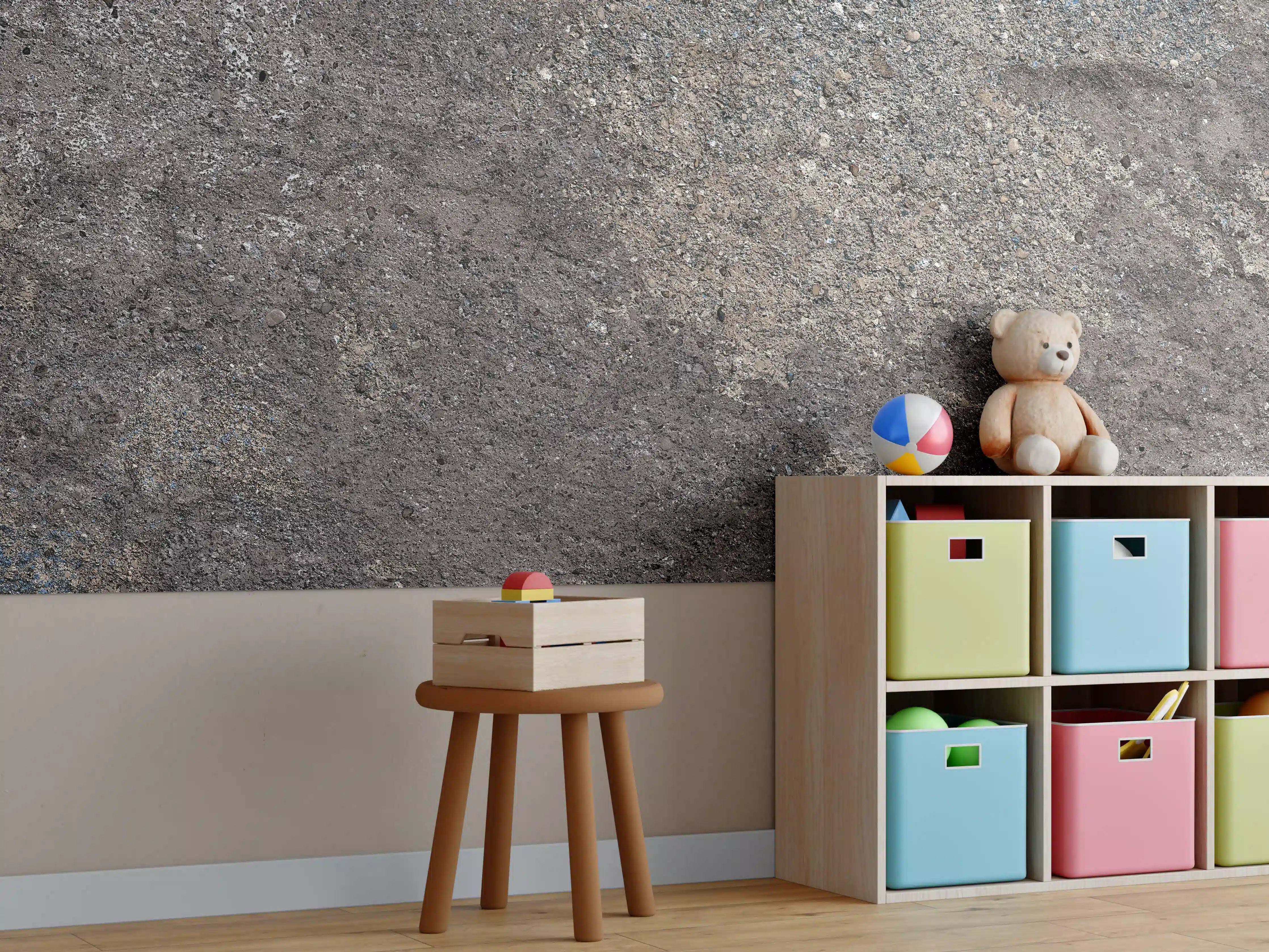 Kinderzimmer Wandgestaltung - Rustikale Naturstein Textur