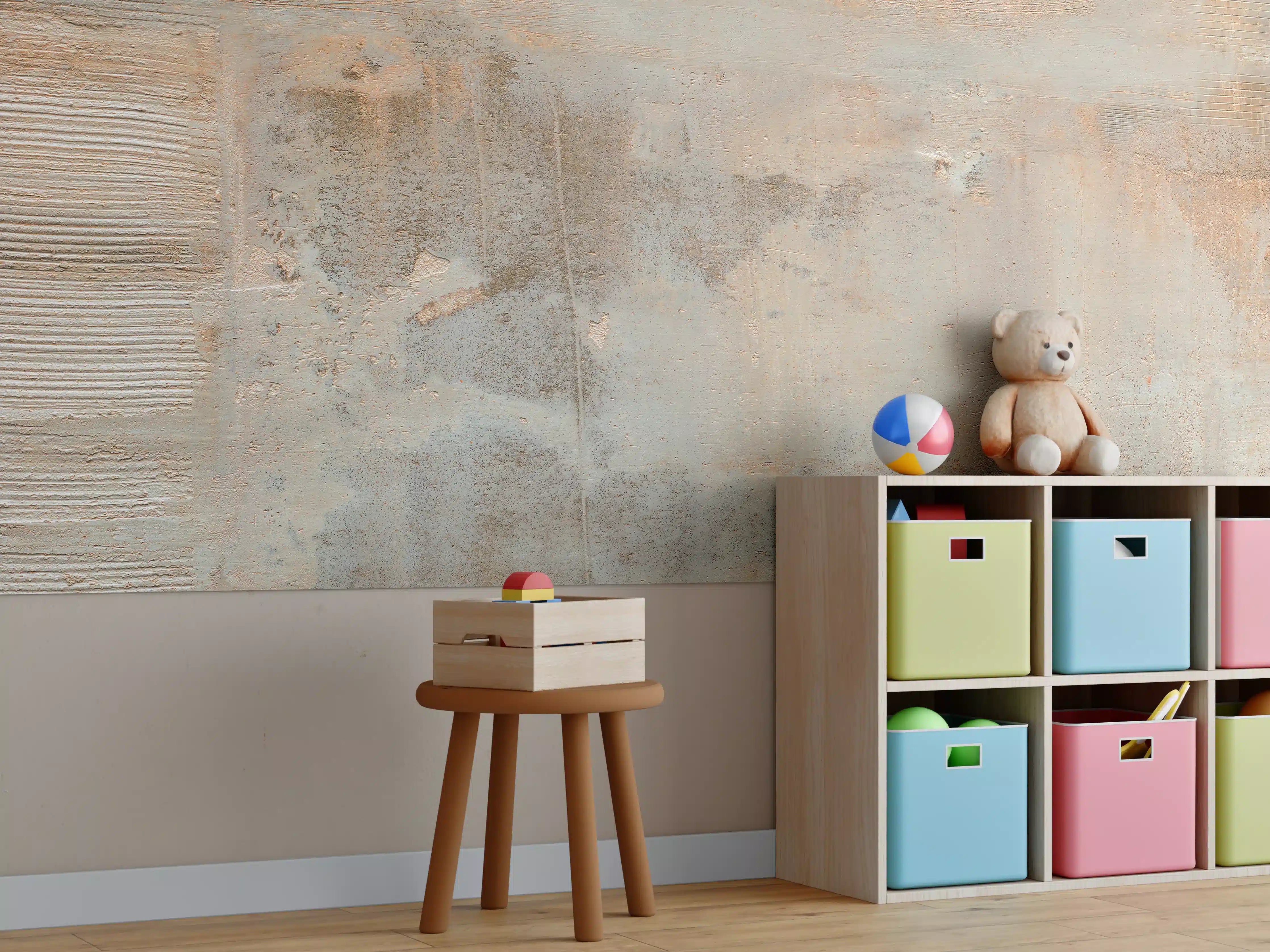 Kinderzimmer Wandgestaltung - Rustikaler gräulich-brauner Beton