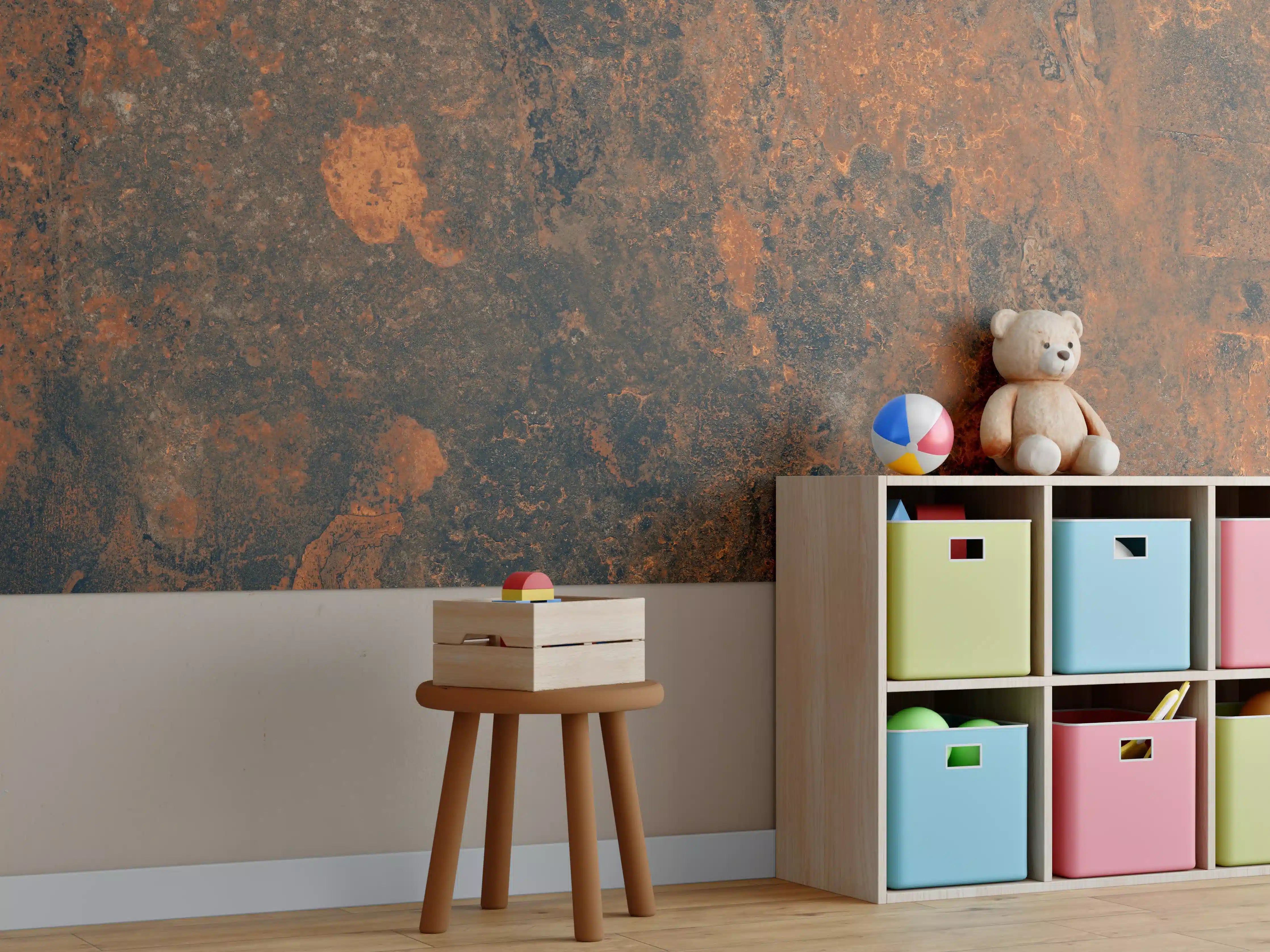 Kinderzimmer Wandgestaltung - Rustikales Metall Tesxtur