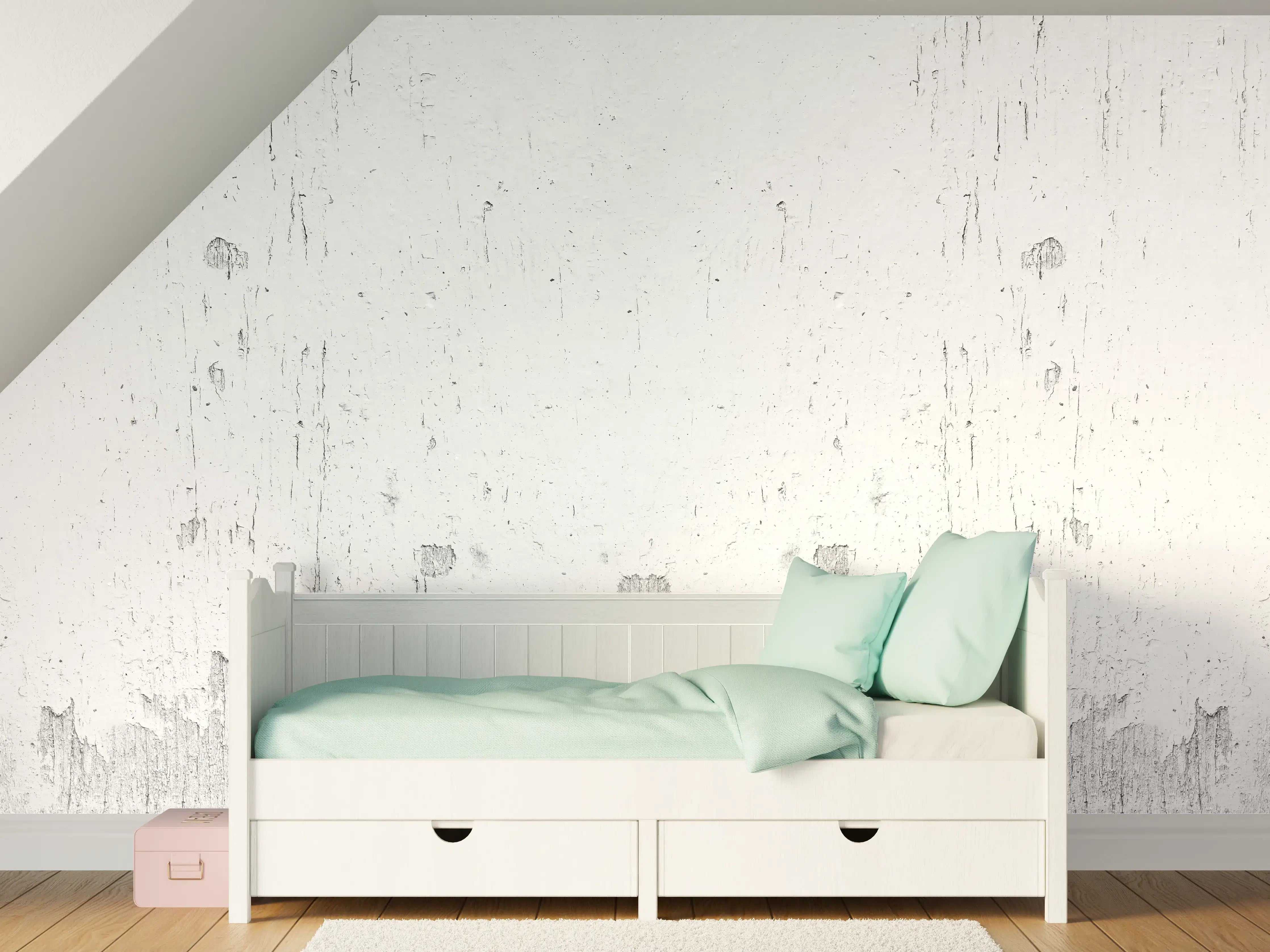 Kinderzimmer Wandgestaltung - Rustikales weiß lackiertes Holz