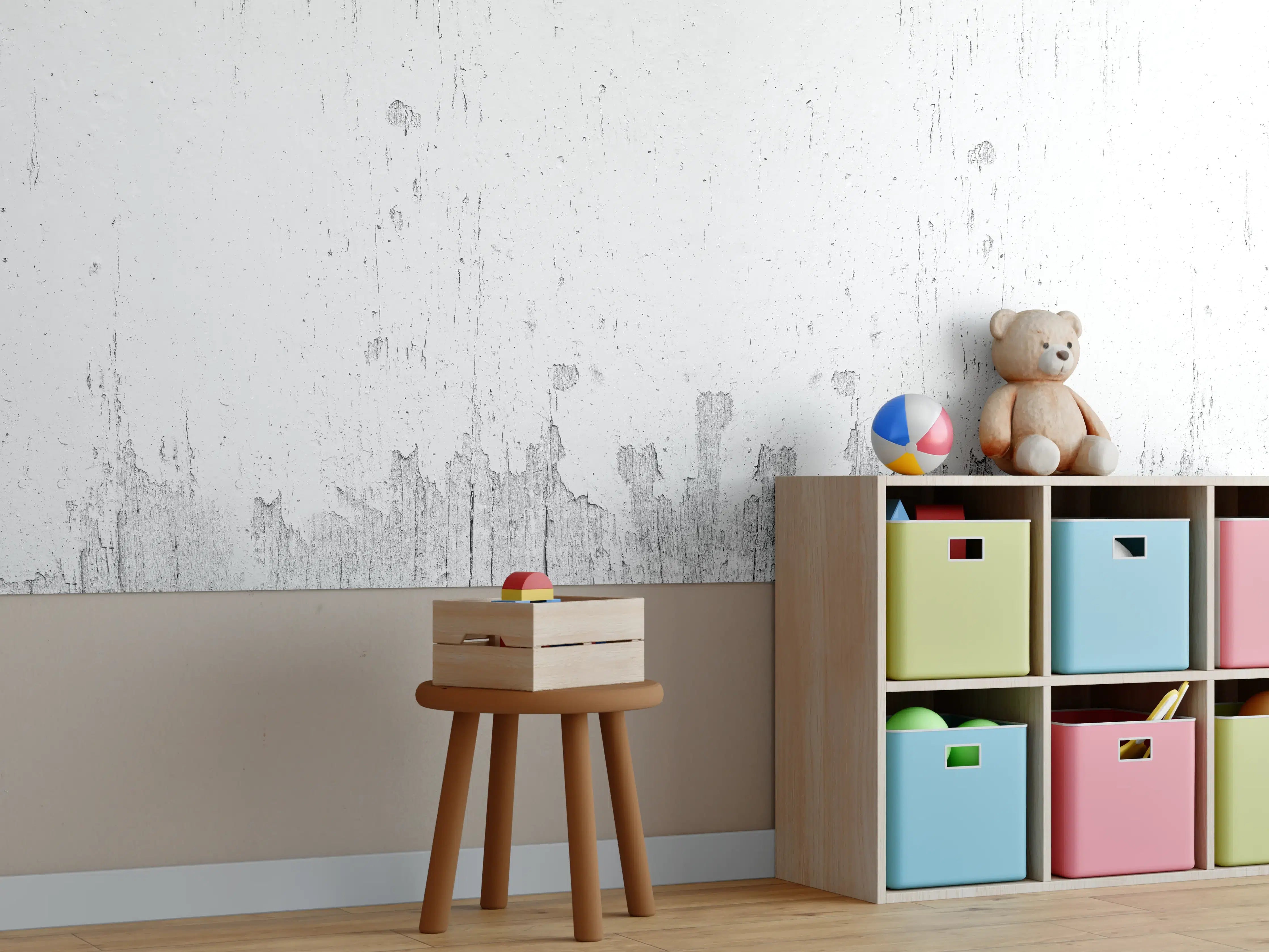 Kinderzimmer Wandgestaltung - Rustikales weiß lackiertes Holz