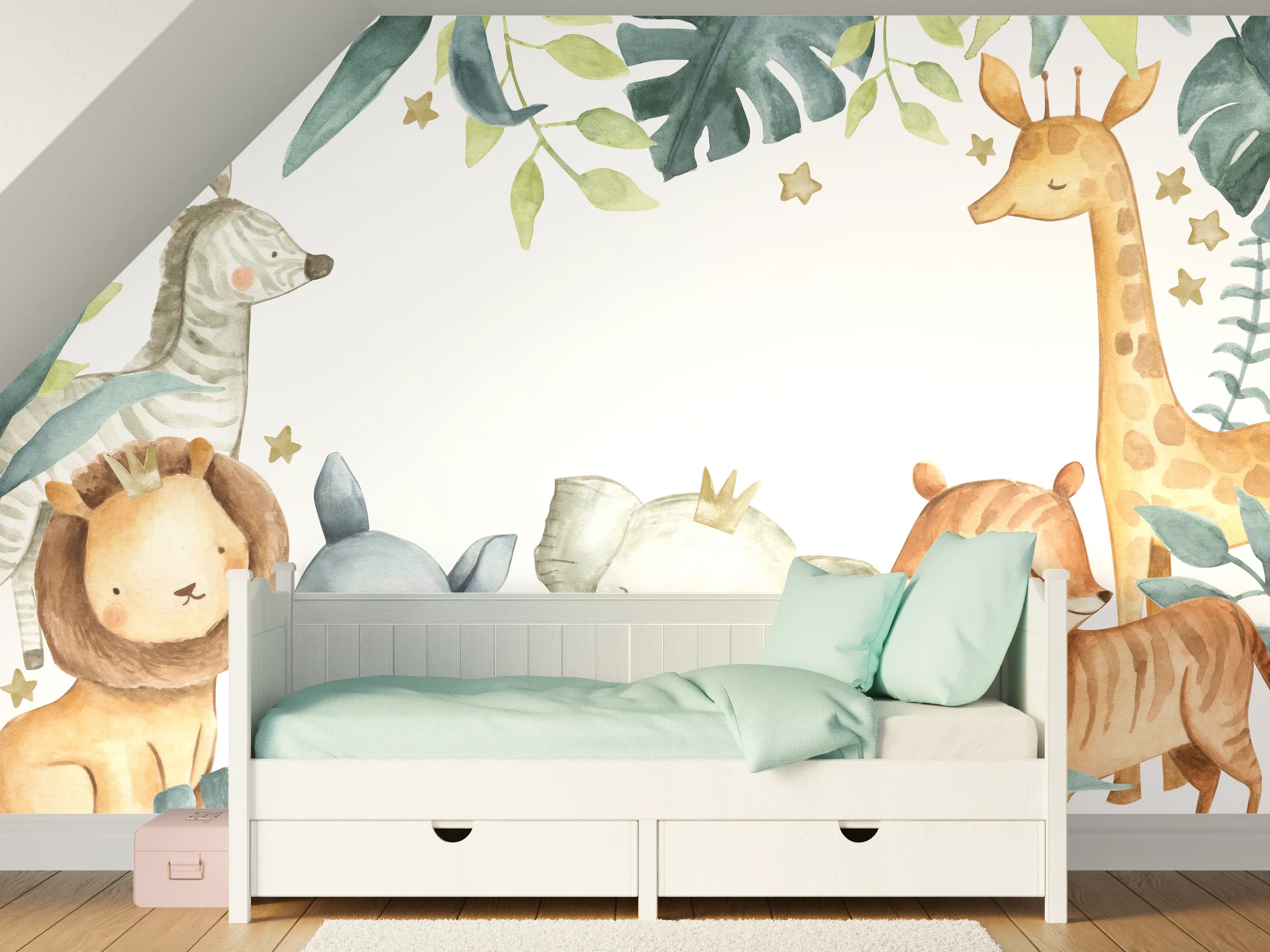 Kinderzimmer Wandgestaltung - Safari Tiere Aquarell