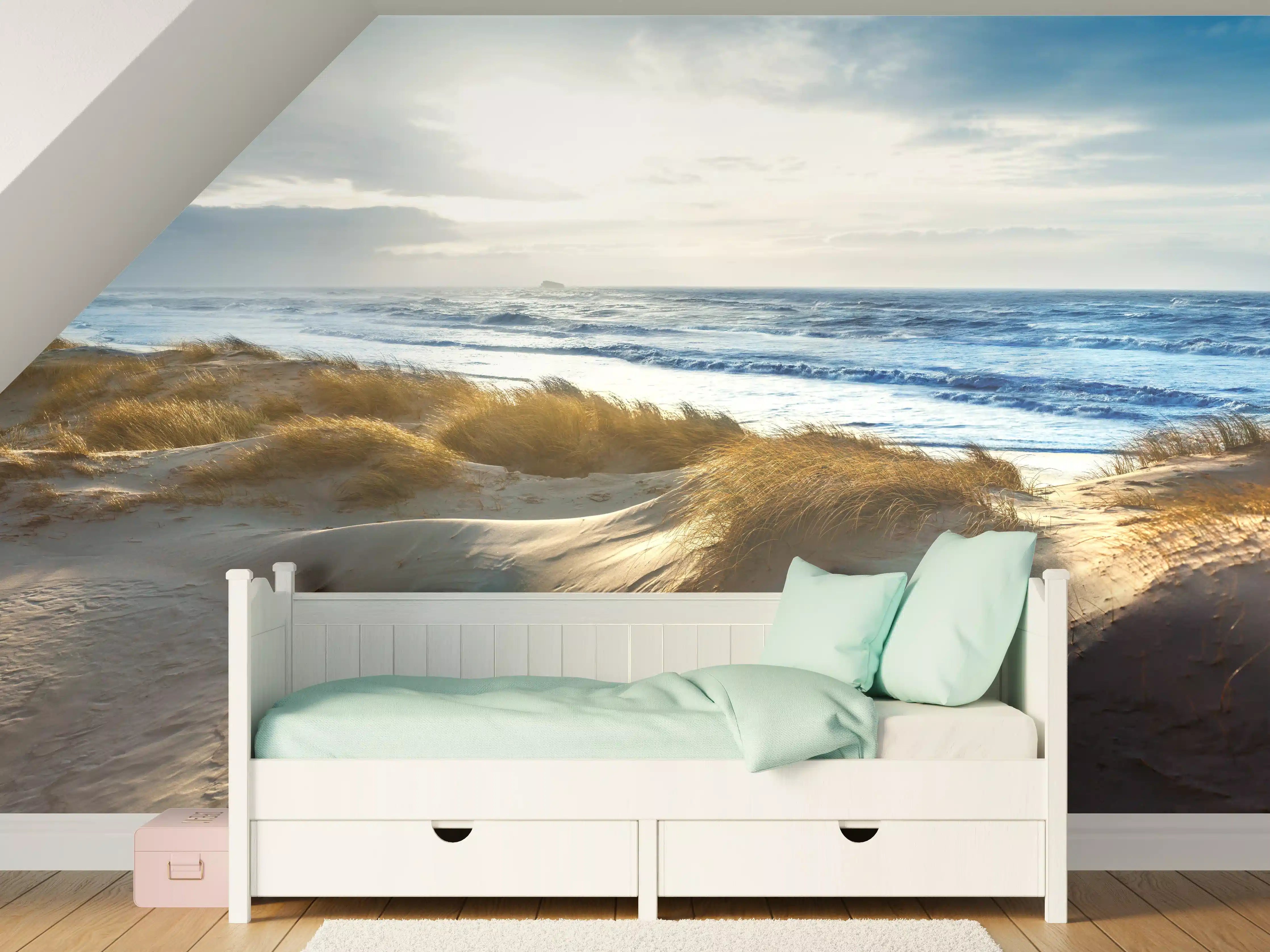 Kinderzimmer Wandgestaltung - Sanddünen am Meer bei Sonnenlicht