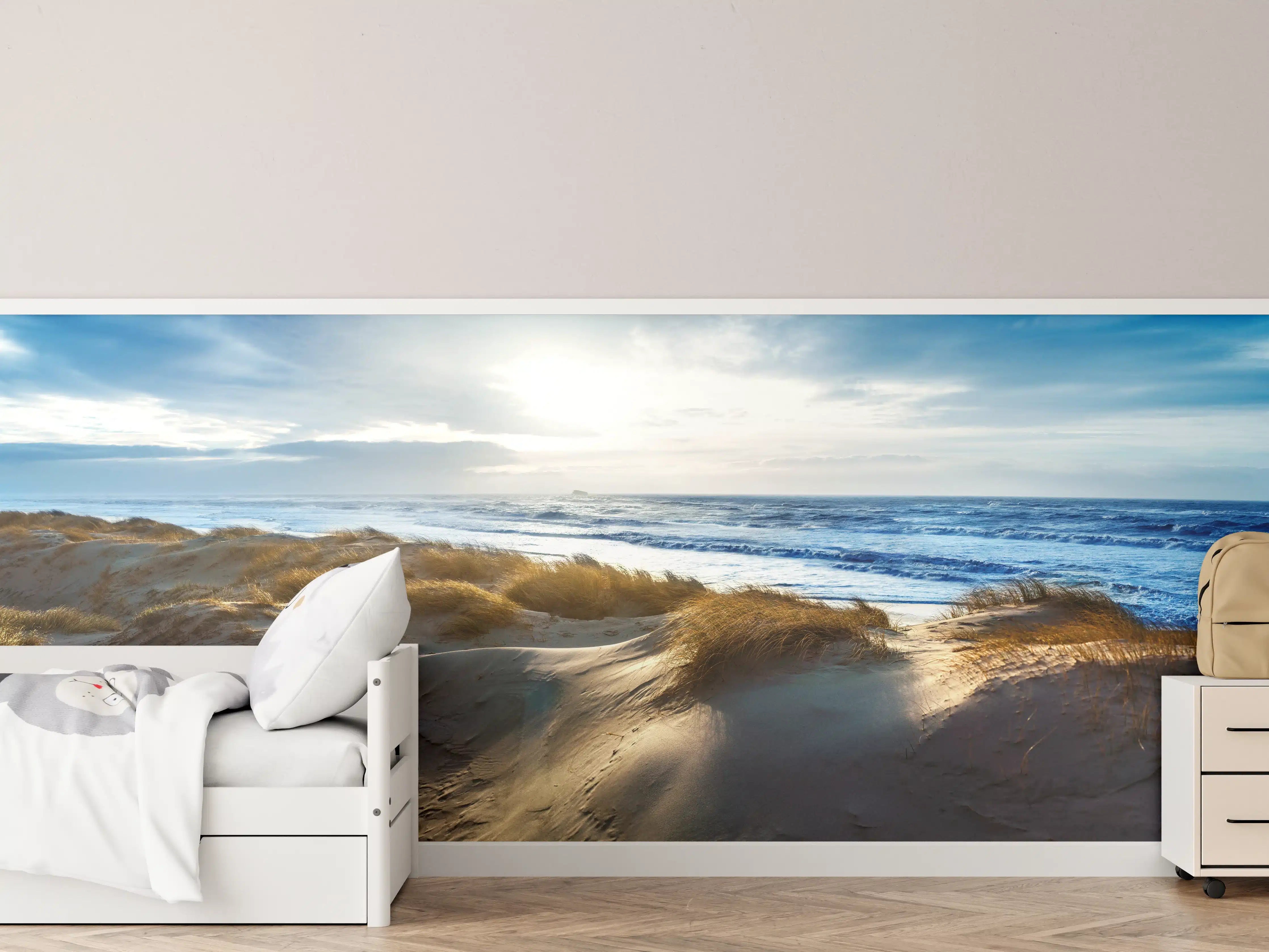 Kinderzimmer Wandgestaltung - Sanddünen am Meer bei Sonnenlicht
